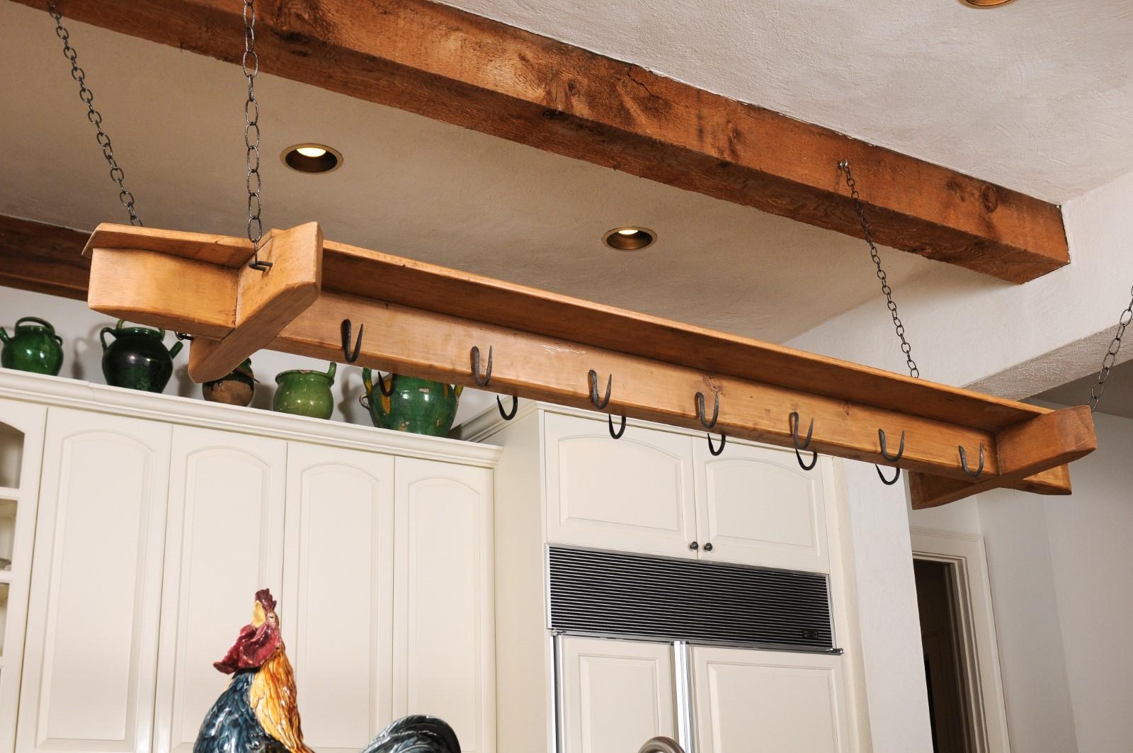 19th Century French Wooden Bacon Rack Perfect to be Used as a Pot Rack 4
