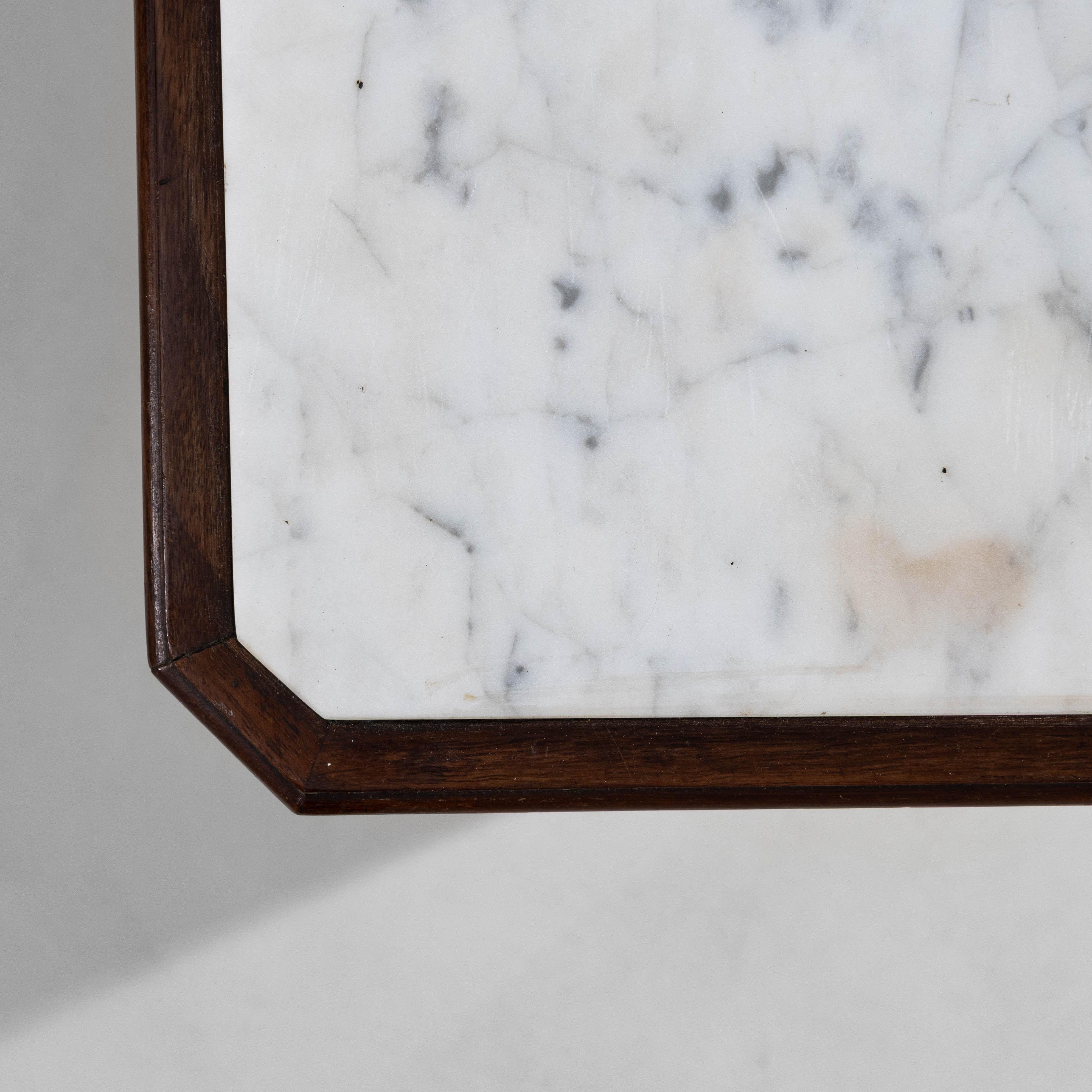 19th Century French Wooden Bedside Table With Marble Top On Wheels For Sale 9