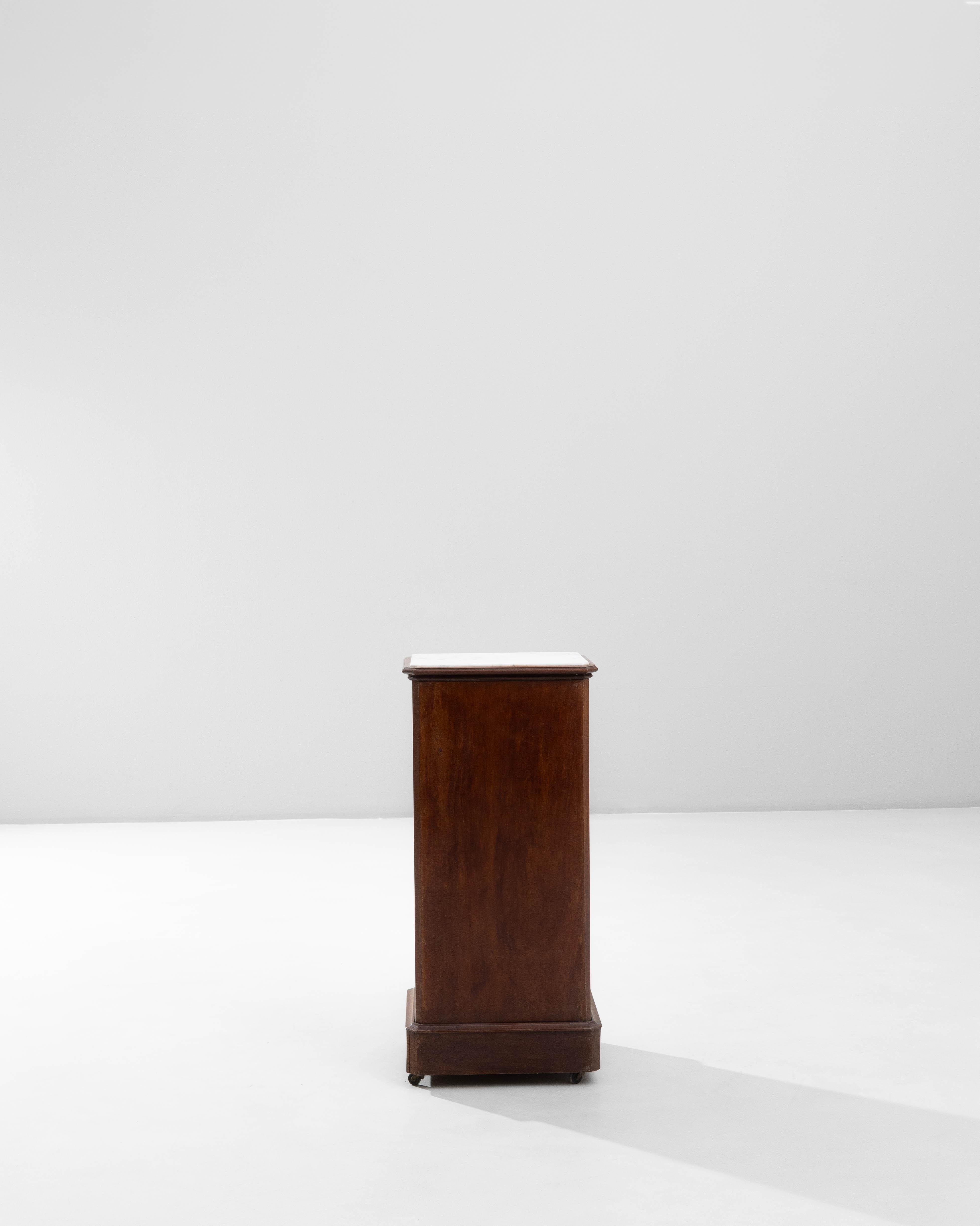 19th Century French Wooden Bedside Table With Marble Top On Wheels For Sale 10