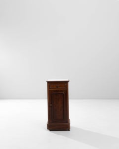 19th Century French Wooden Bedside Table With Marble Top On Wheels