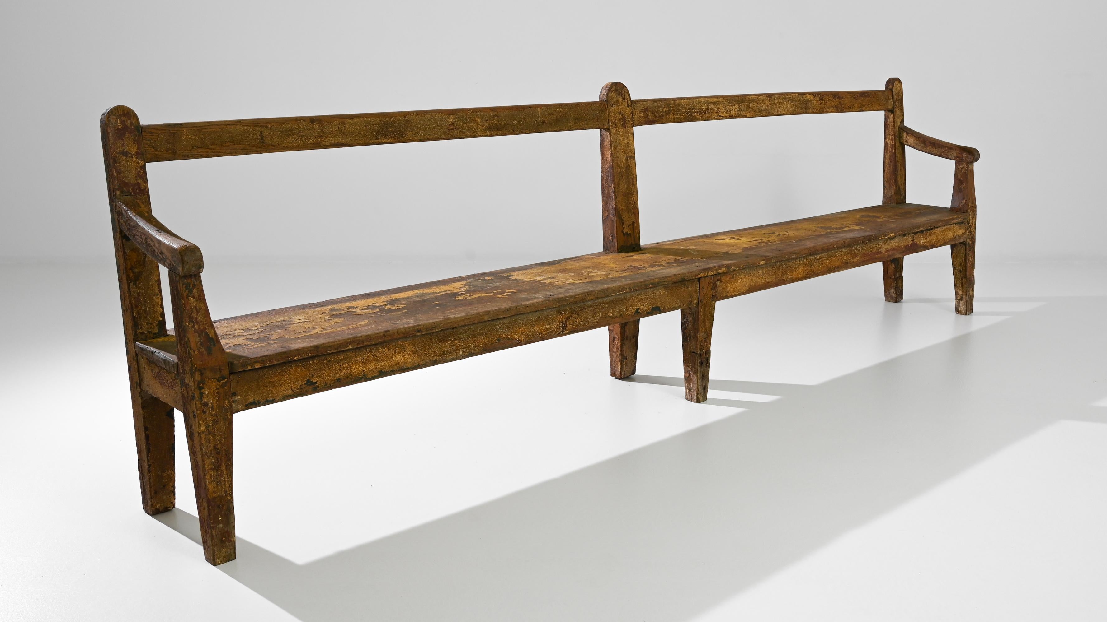 19th Century French Wooden Bench 1