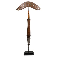 Antique 19th Century French Wooden Bird Lure On Metal Stand
