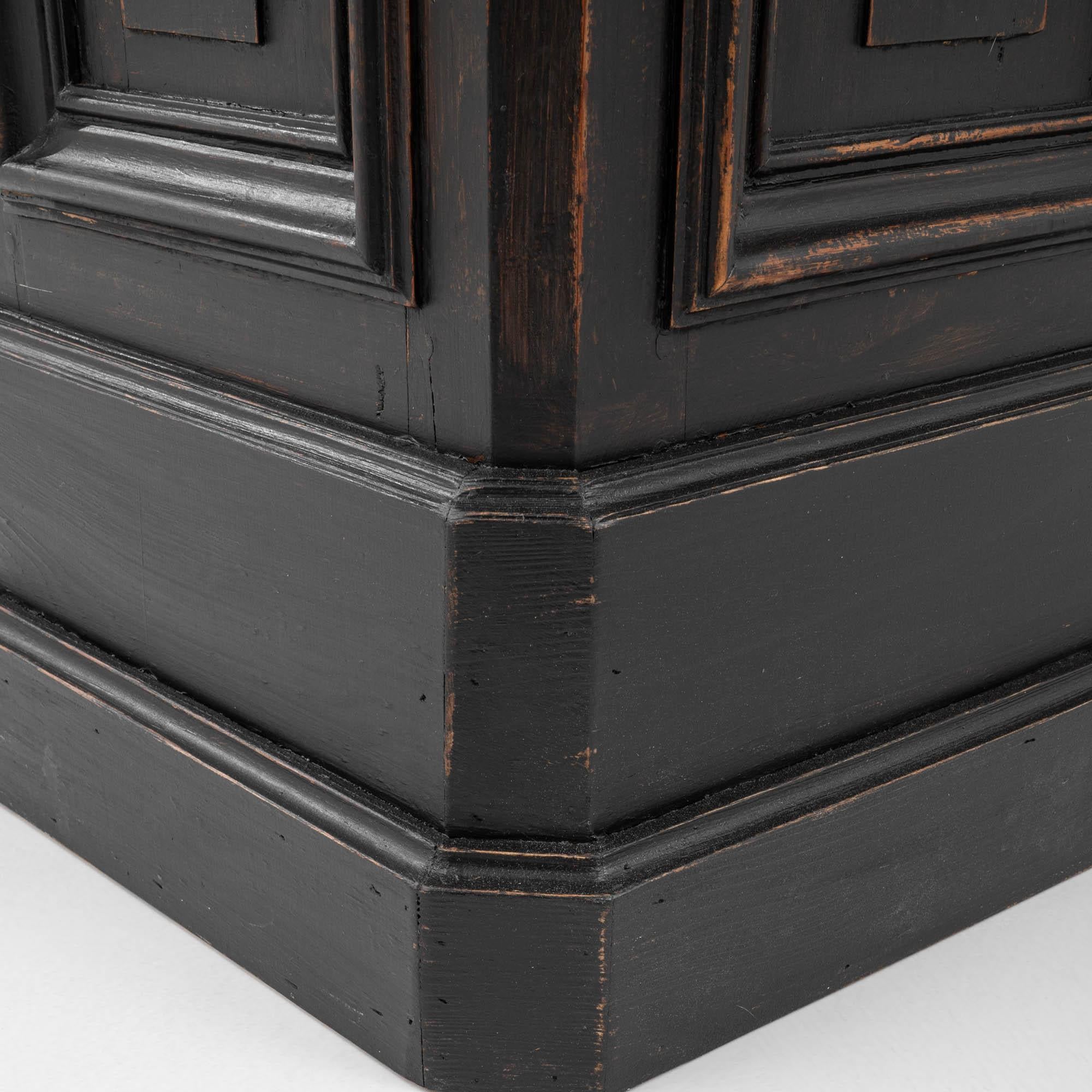 19th Century French Wooden Black Patinated Shop Counter 7