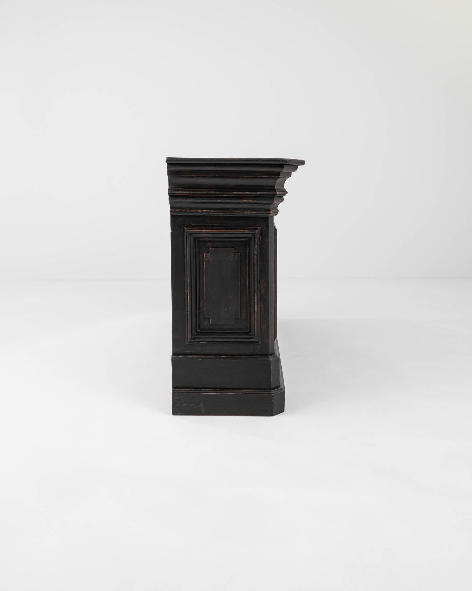 19th Century French Wooden Black Patinated Shop Counter 8
