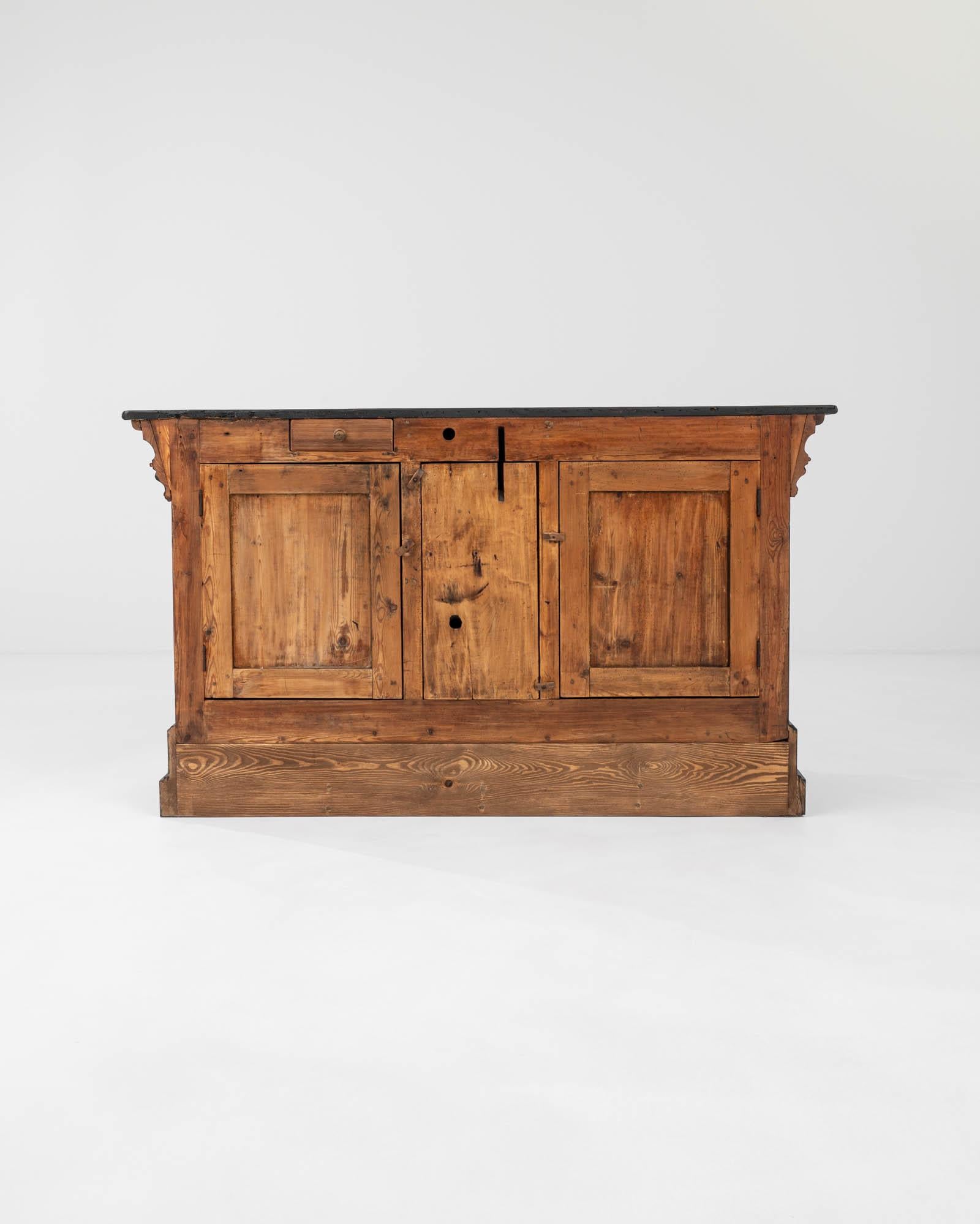 19th Century French Wooden Black Patinated Shop Counter 9
