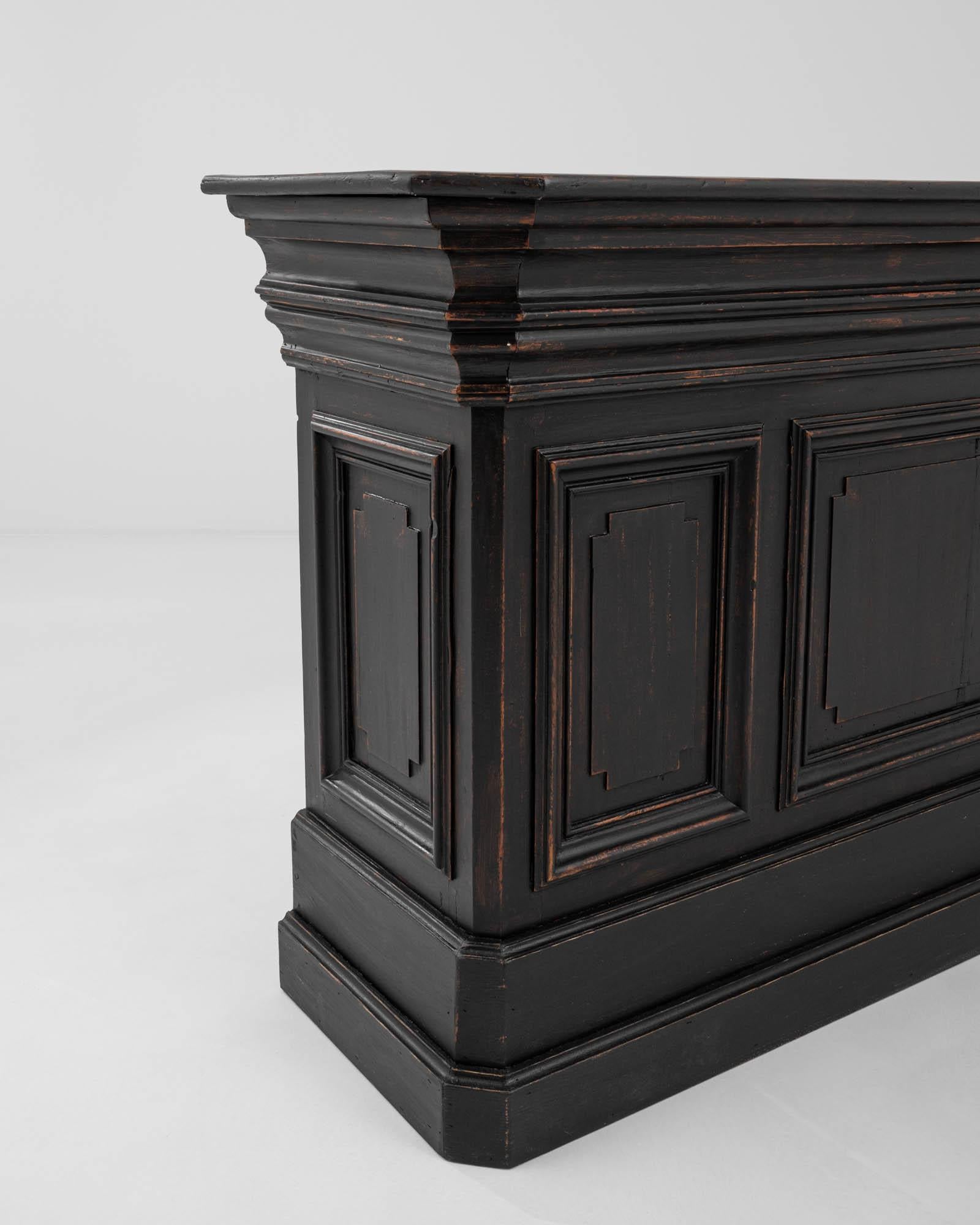 19th Century French Wooden Black Patinated Shop Counter 3