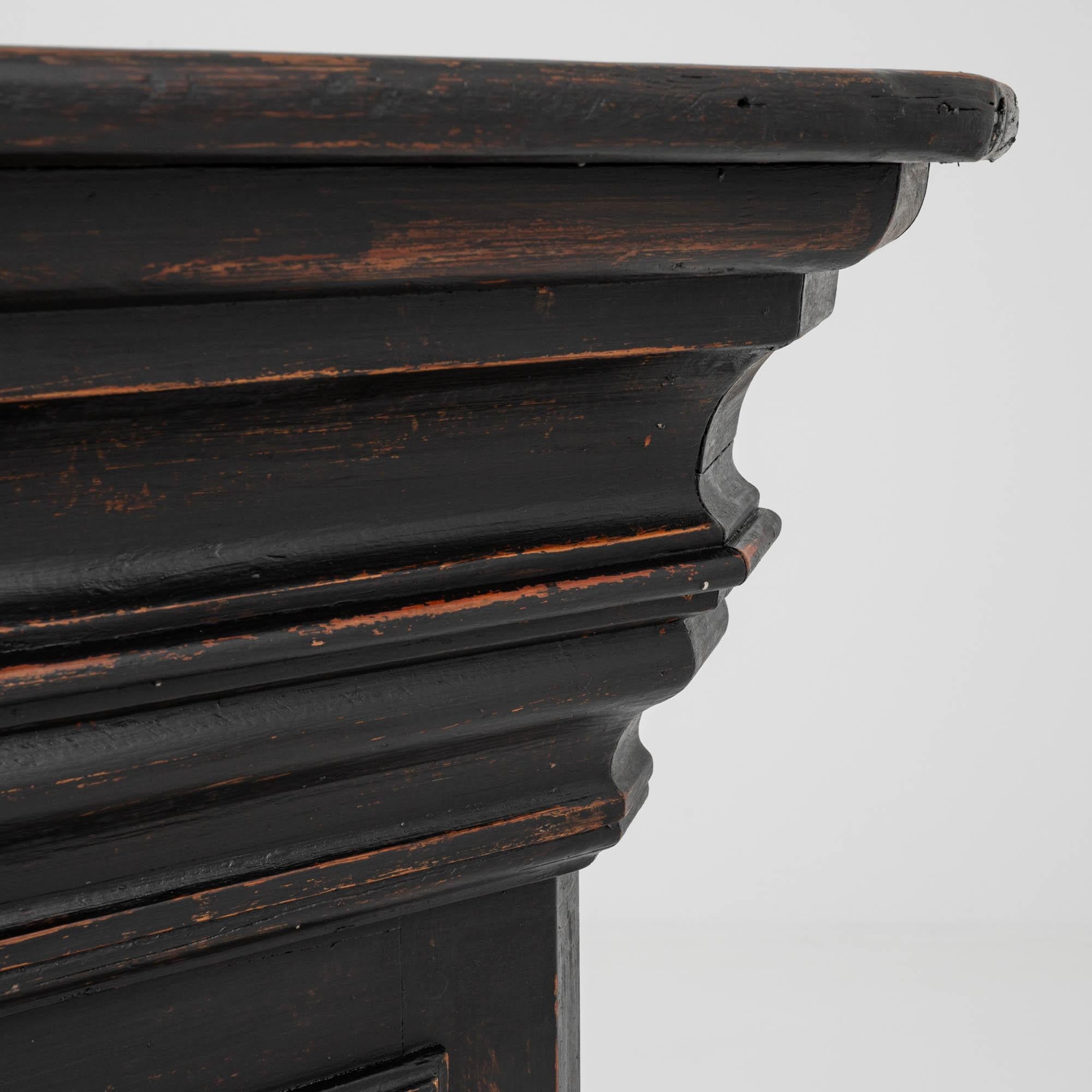 19th Century French Wooden Black Patinated Shop Counter 5