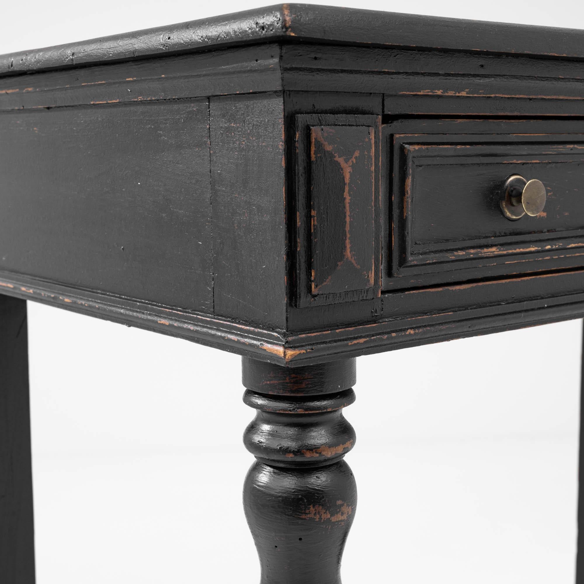 19th Century French Wooden Black Patinated Side Table For Sale 9