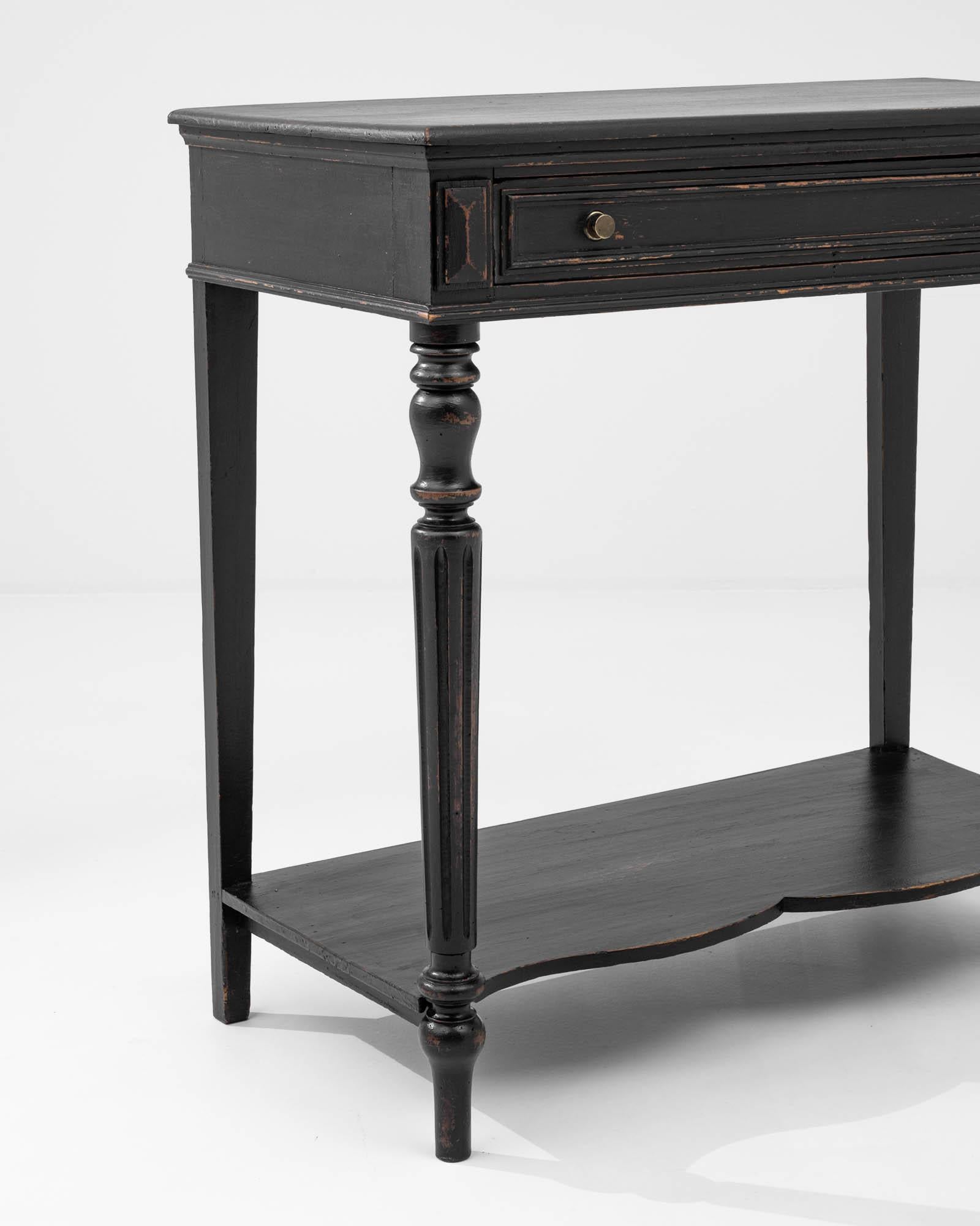 19th Century French Wooden Black Patinated Side Table For Sale 4