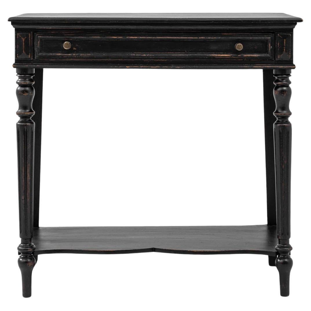 19th Century French Wooden Black Patinated Side Table For Sale