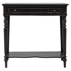 Antique 19th Century French Wooden Black Patinated Side Table