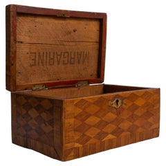 19th Century French Wooden Box With Inlaid Geometric Pattern