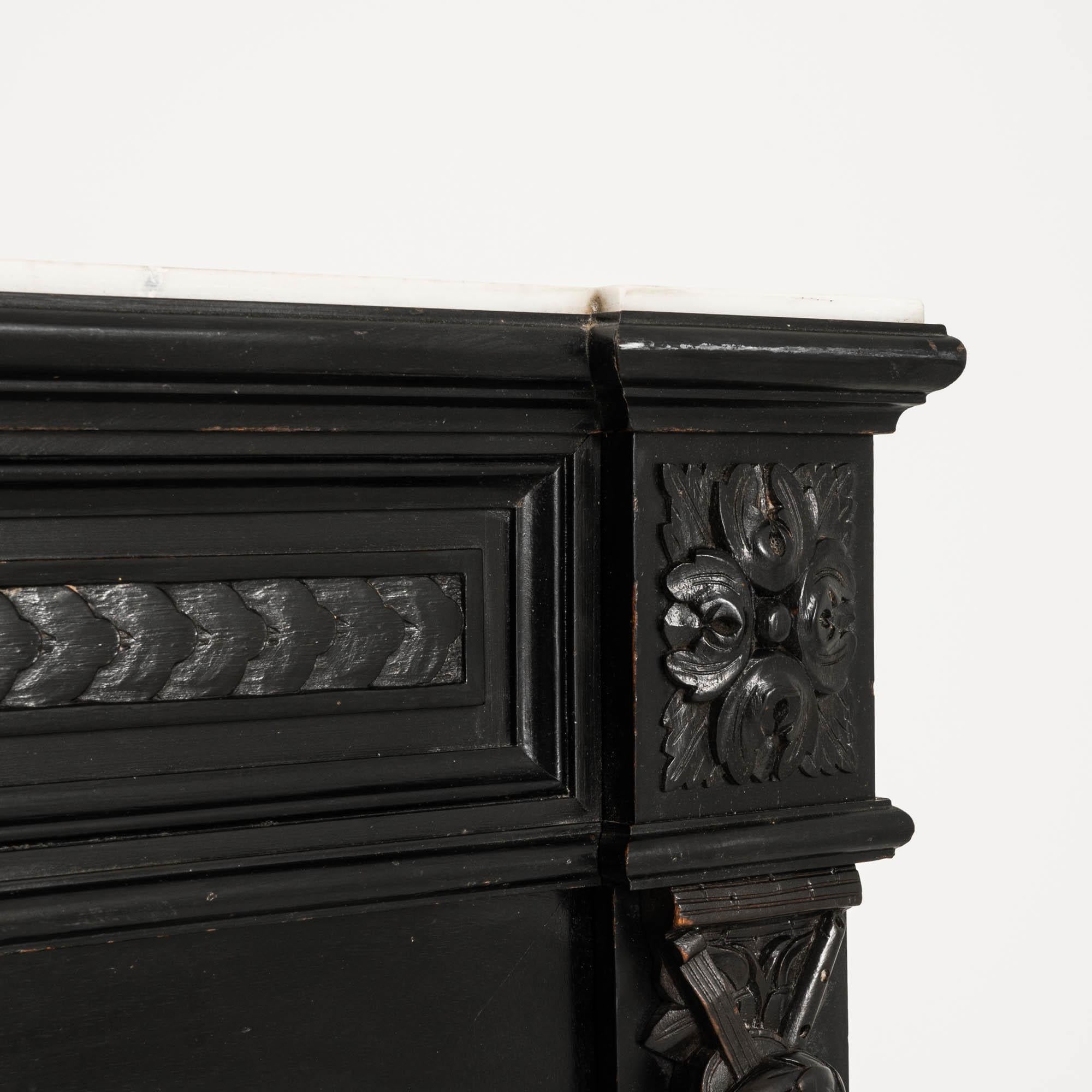 19th Century French Wooden Buffet With Marble Top For Sale 5