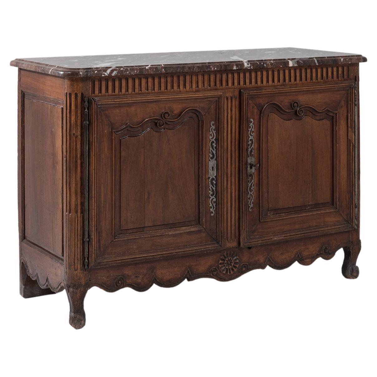 19th Century French Wooden Buffet with Marble Top