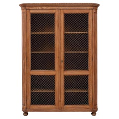 19th Century French Wooden Cabinet with Metal Mesh Screen
