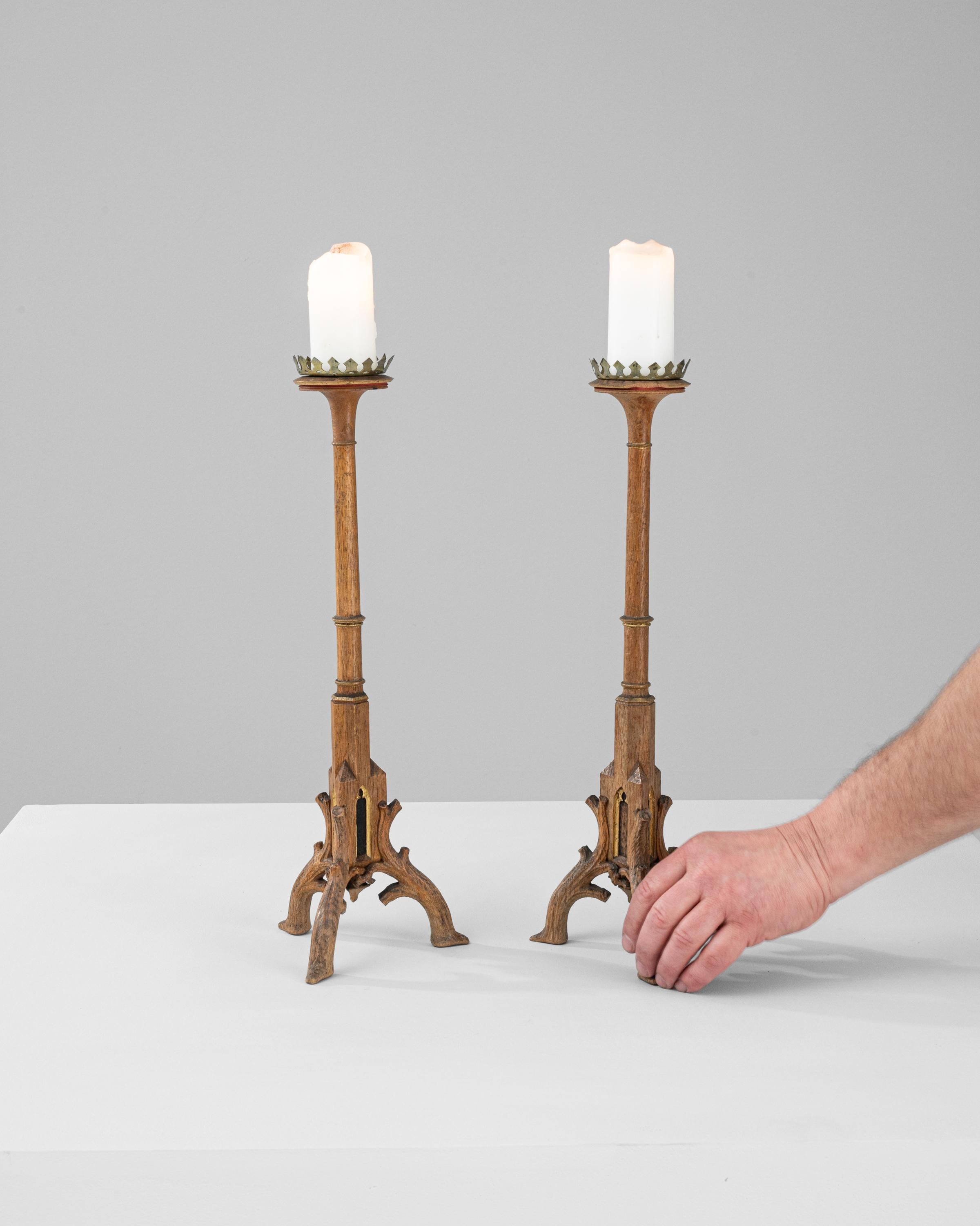 19th Century French Wooden Candlesticks, a Pair For Sale 2
