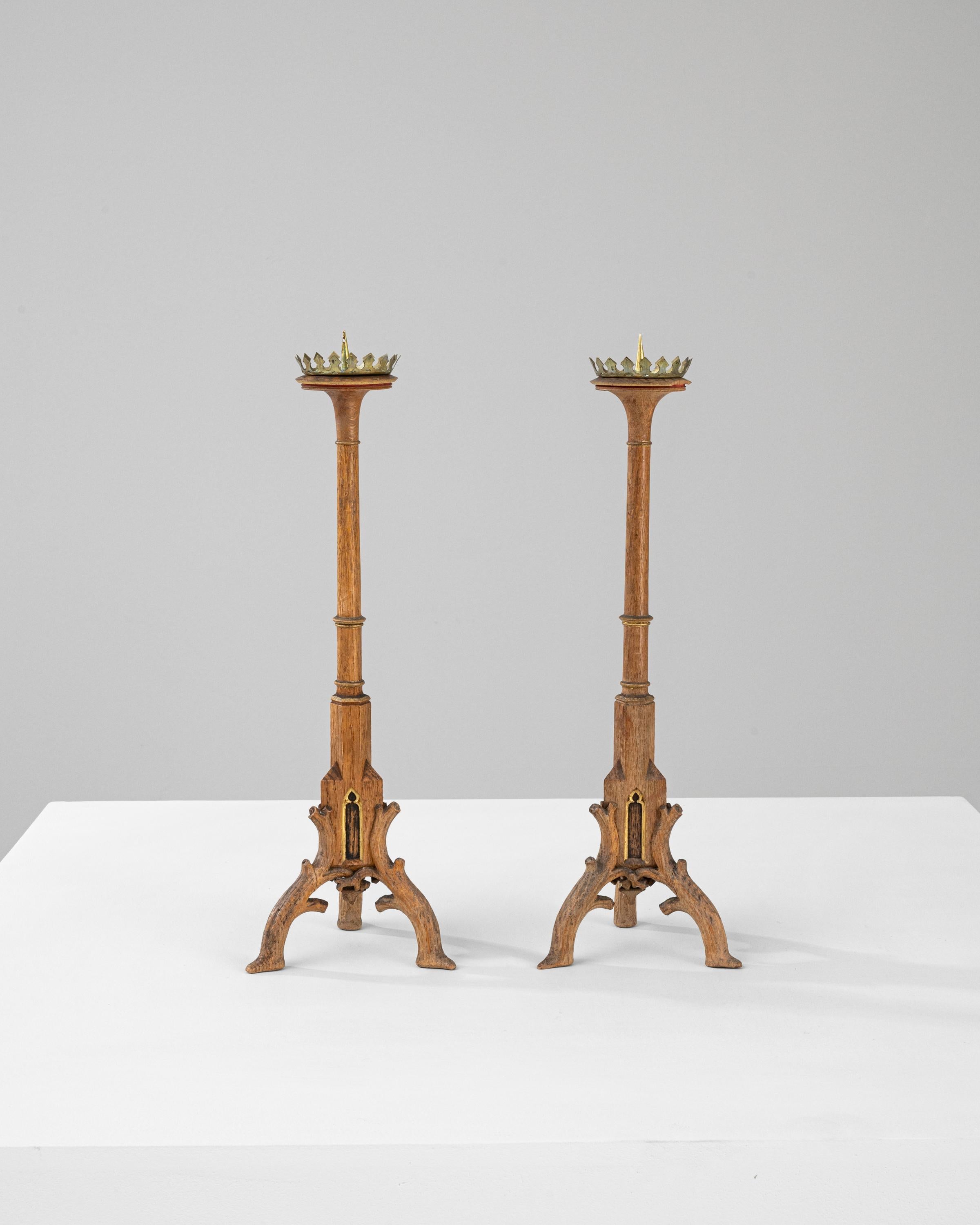 19th Century French Wooden Candlesticks, a Pair For Sale 3