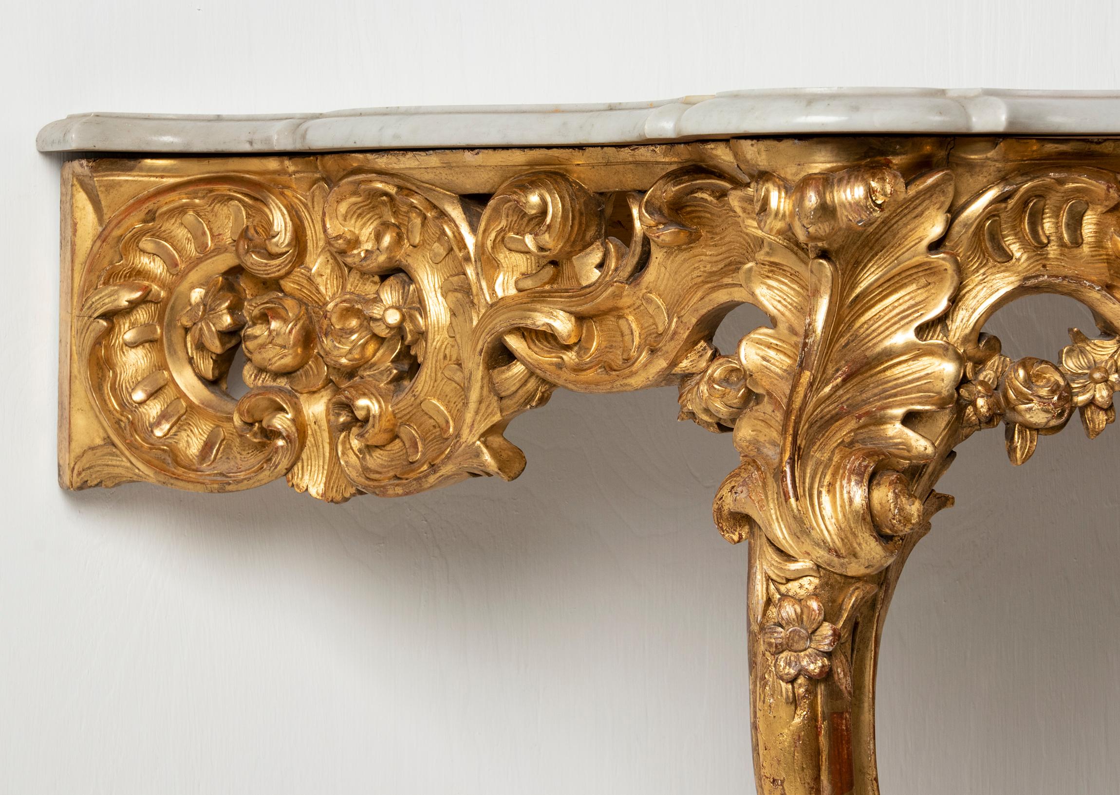 19th Century French Wooden Carved and Gilded Console Table by Maison Janiaud For Sale 5
