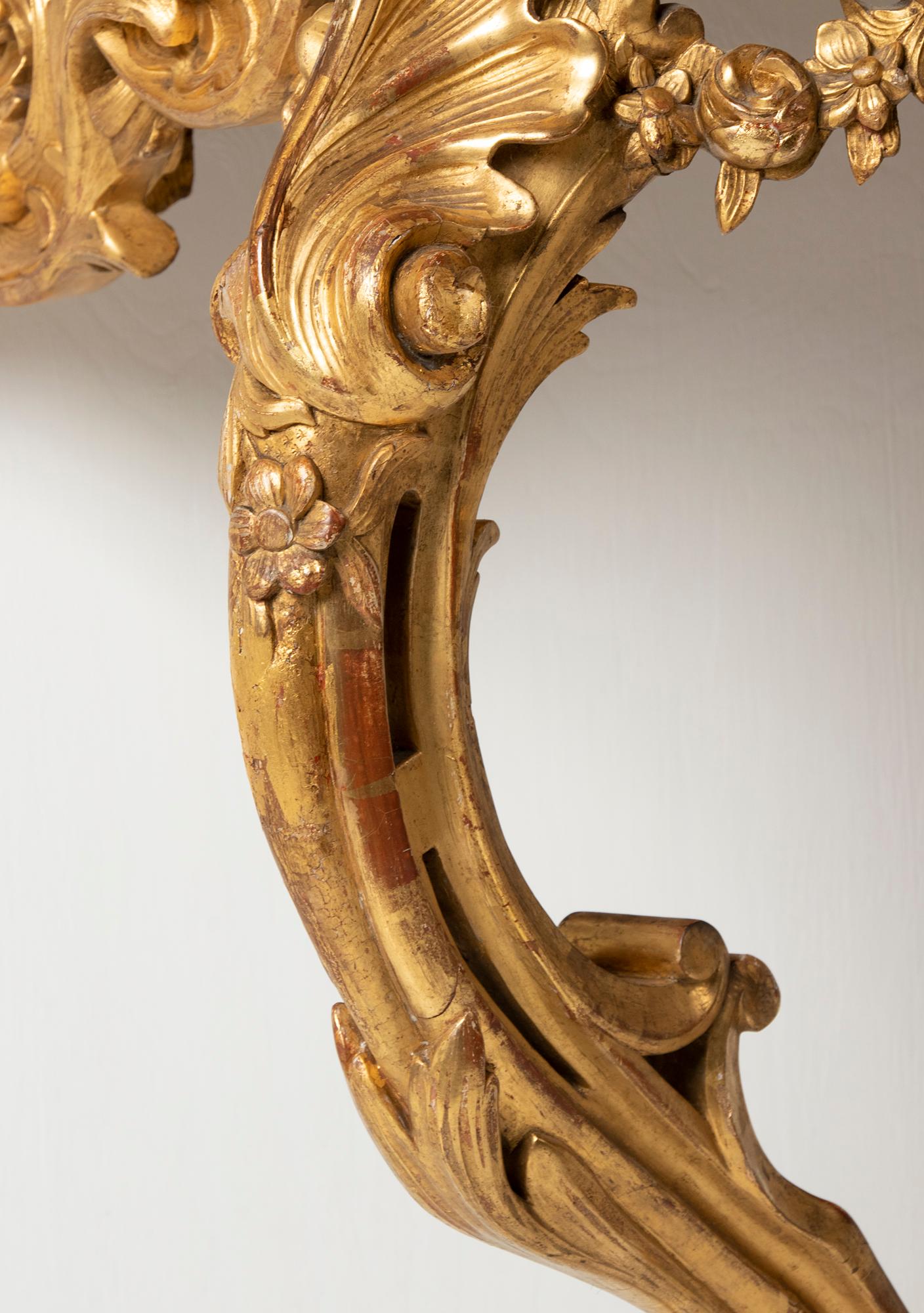 19th Century French Wooden Carved and Gilded Console Table by Maison Janiaud For Sale 6