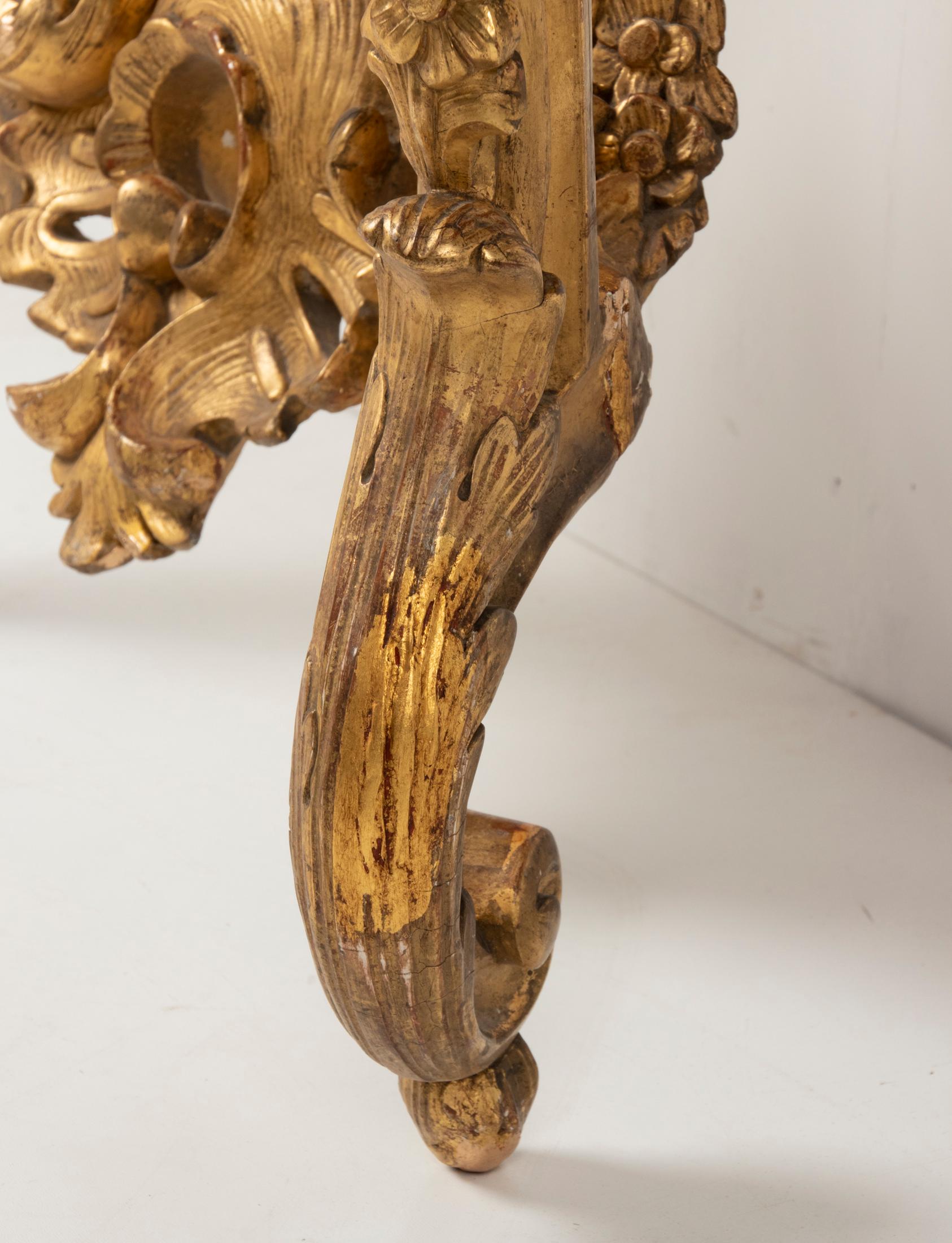 19th Century French Wooden Carved and Gilded Console Table by Maison Janiaud For Sale 12