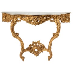 Antique 19th Century French Wooden Carved and Gilded Console Table by Maison Janiaud