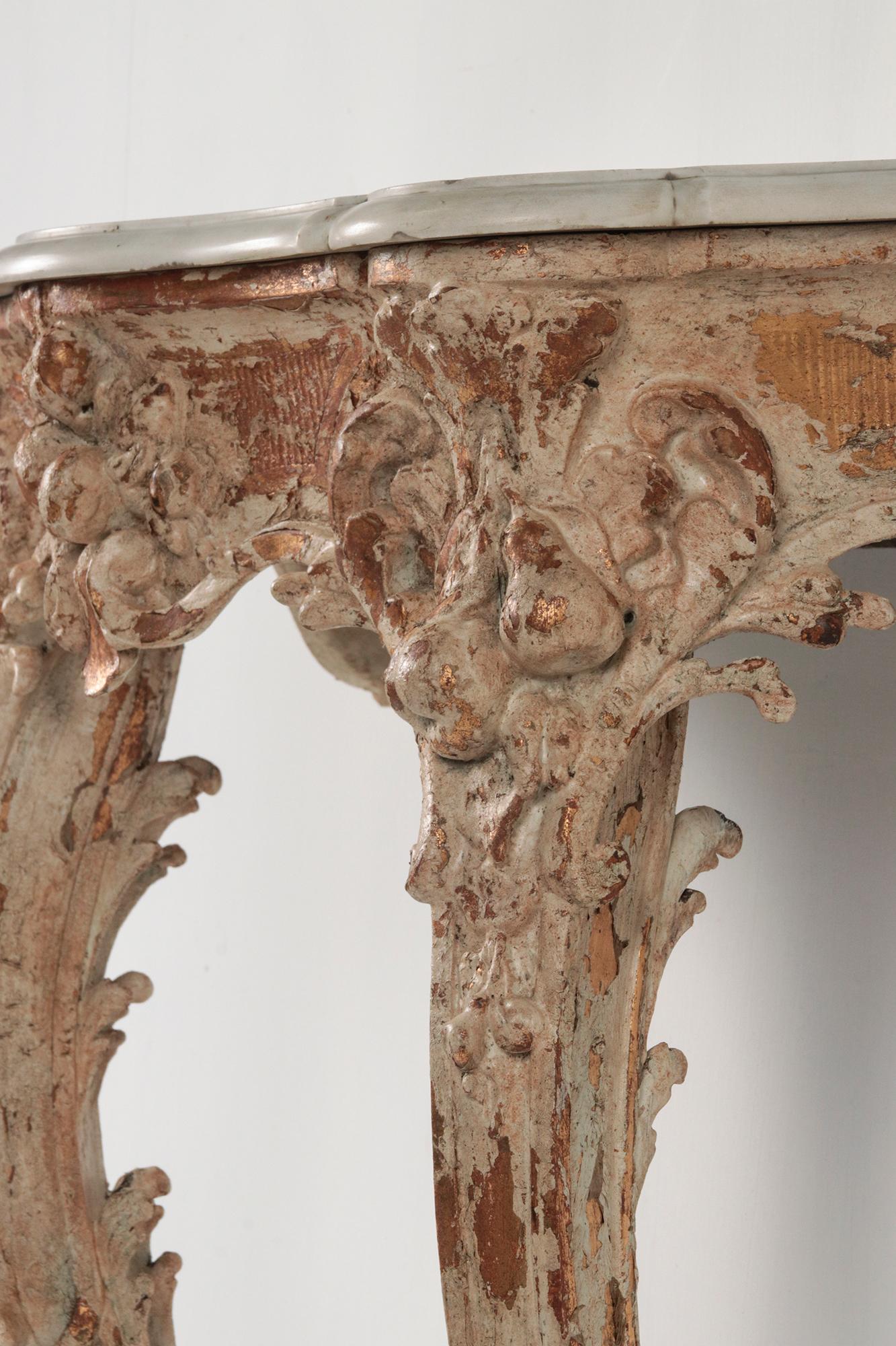 19th Century  French Wooden Carved Console Table 5