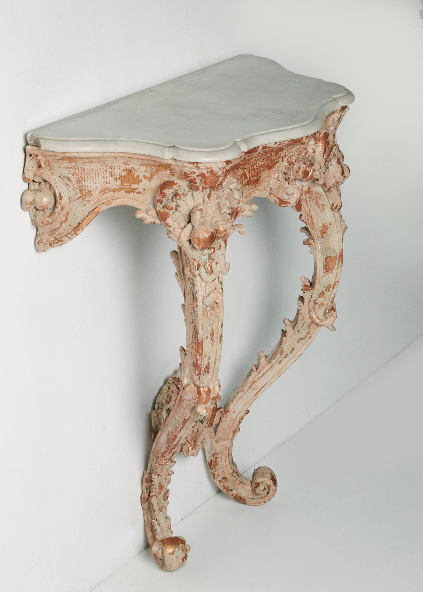 19th Century  French Wooden Carved Console Table 1
