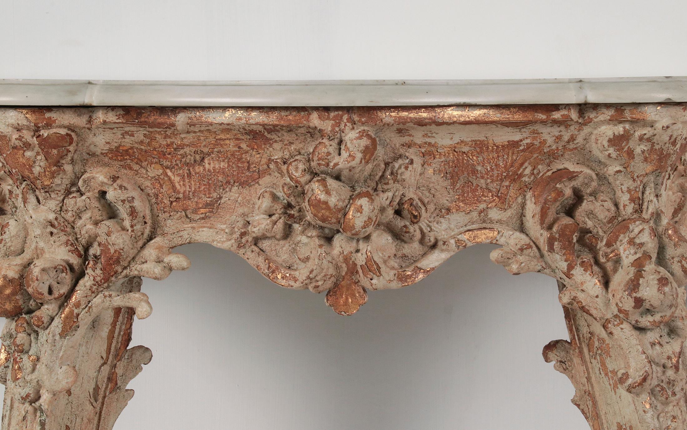 19th Century  French Wooden Carved Console Table 4