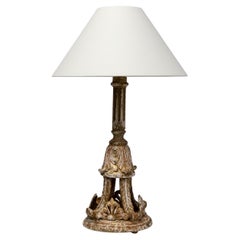 Antique 19th Century French Wooden Carved Table Lamp