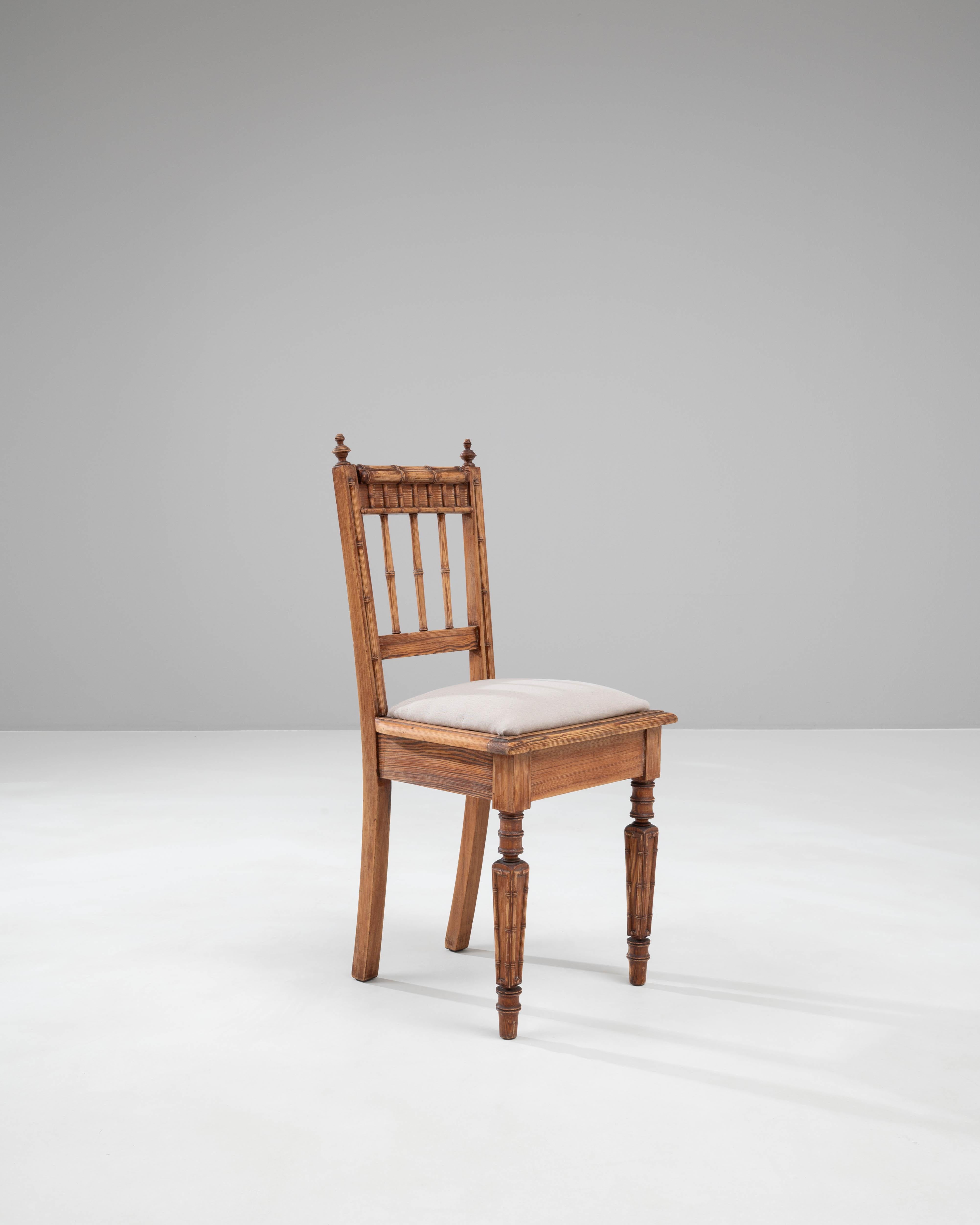 19th Century French Wooden Chair With Upholstered Seat For Sale 4