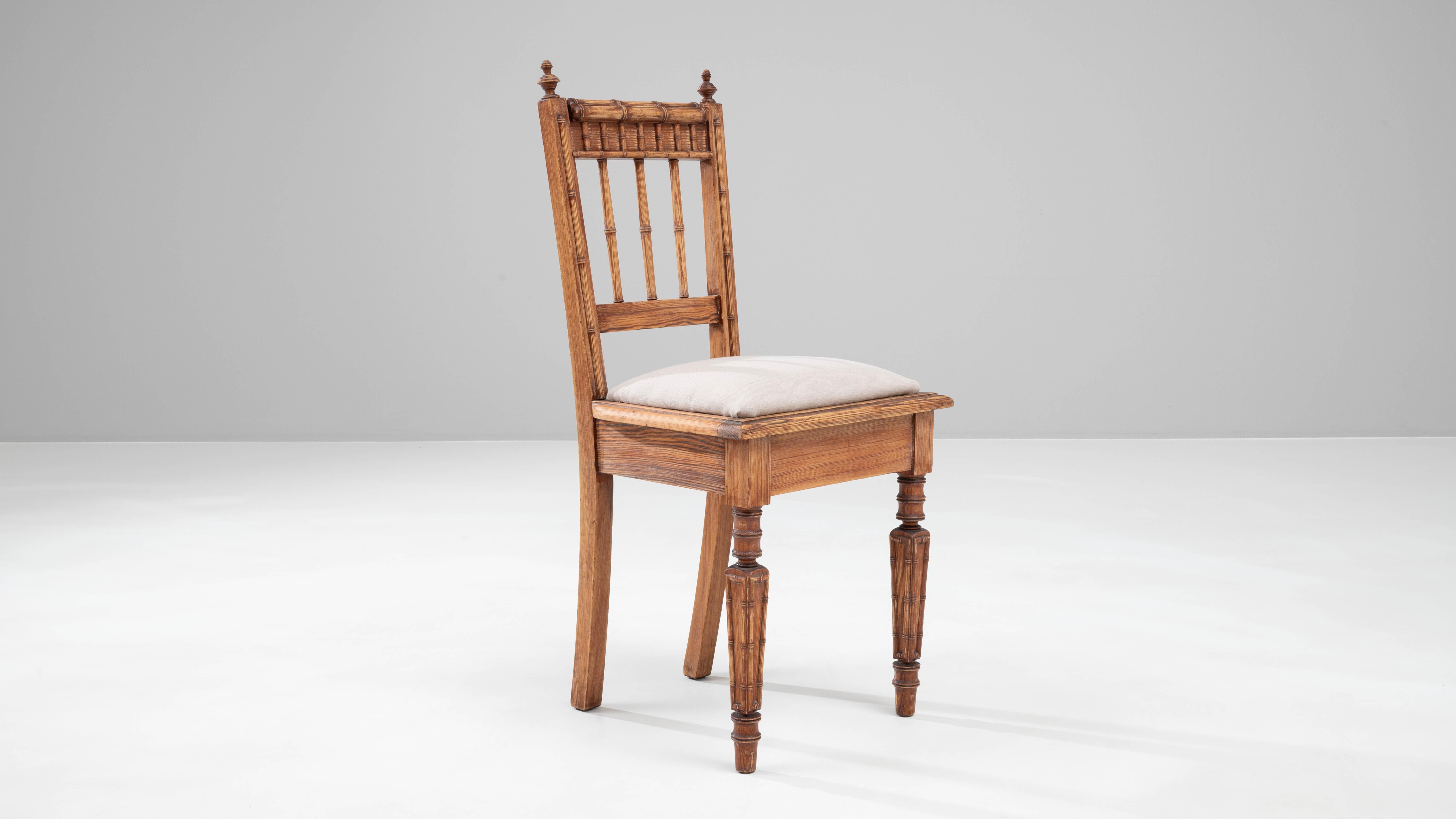 19th Century French Wooden Chair With Upholstered Seat For Sale 5