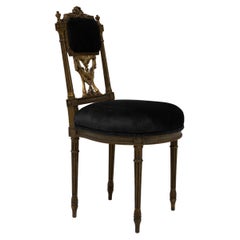 Used 19th Century French Wooden Chair With Upholstered Seat