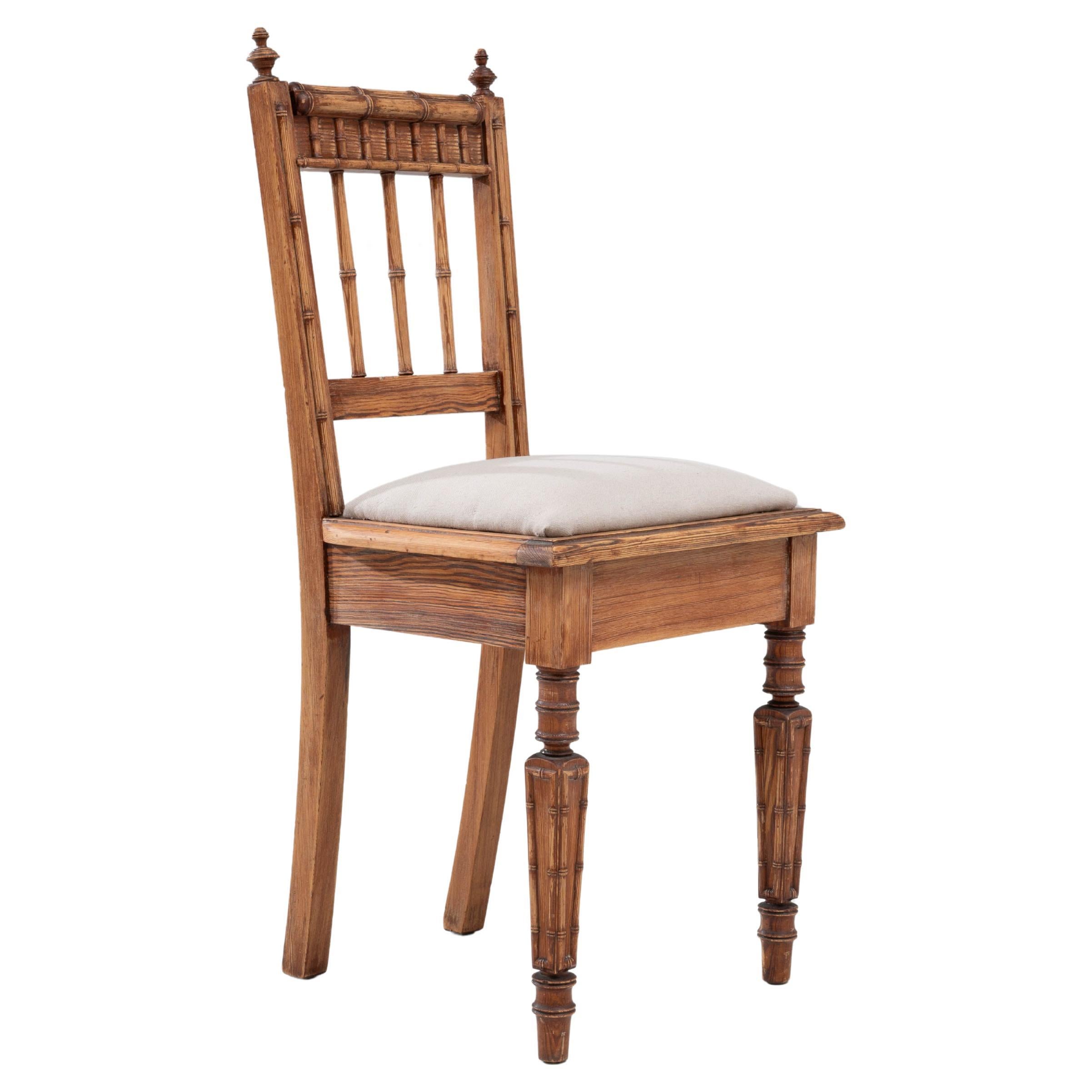 19th Century French Wooden Chair With Upholstered Seat For Sale