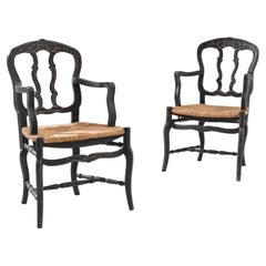 Antique 19th Century French Wooden Chairs, a Pair