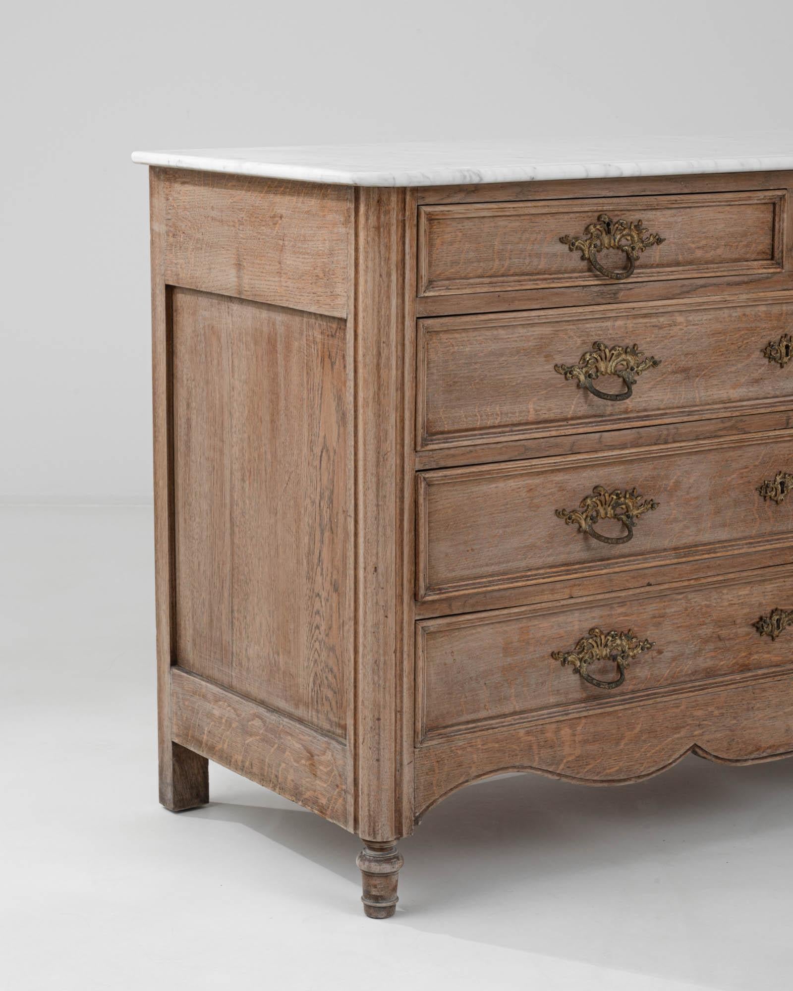 19th Century French Wooden Chest Of Drawers With Marble Top For Sale 4