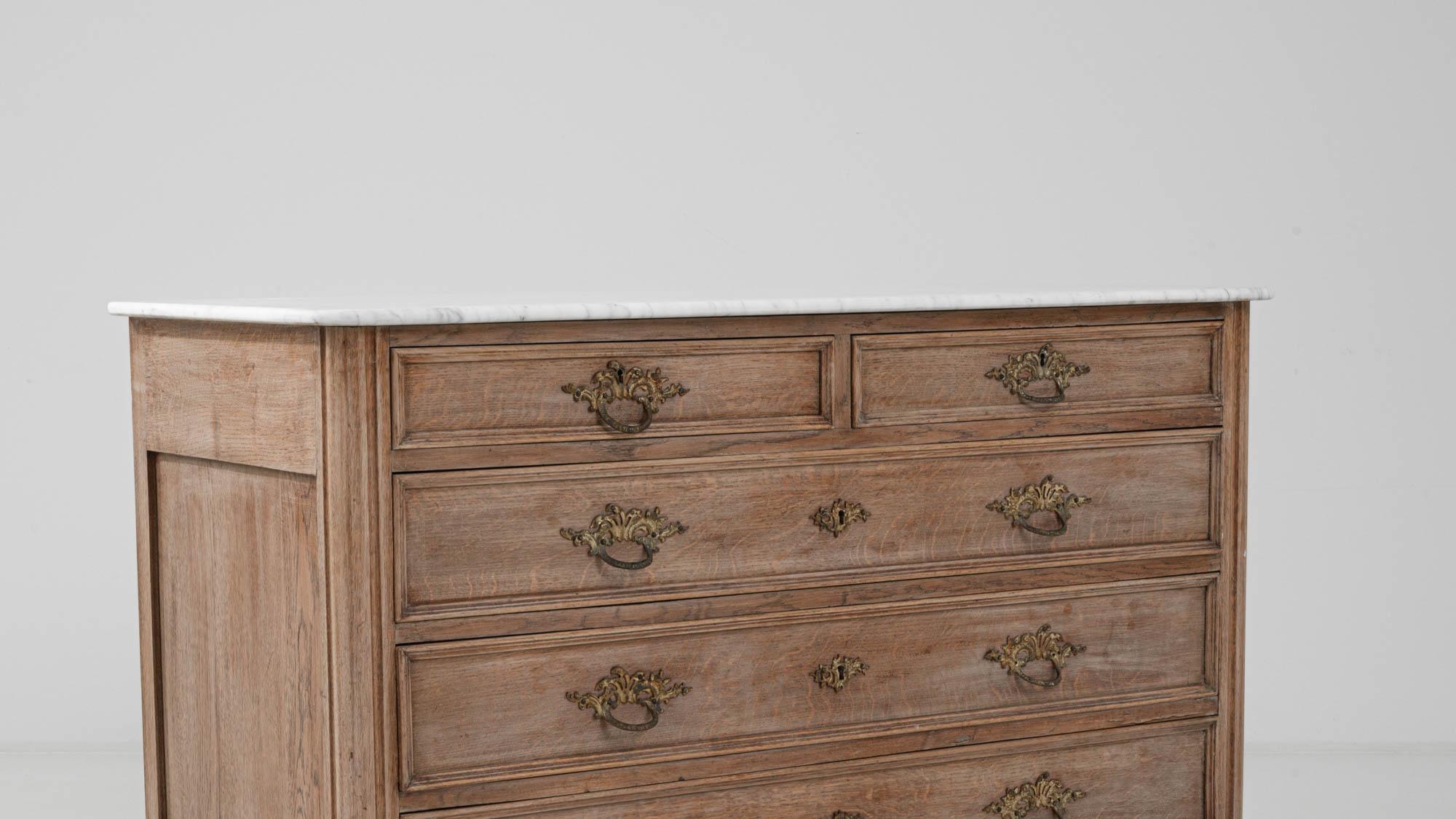 19th Century French Wooden Chest Of Drawers With Marble Top For Sale 5
