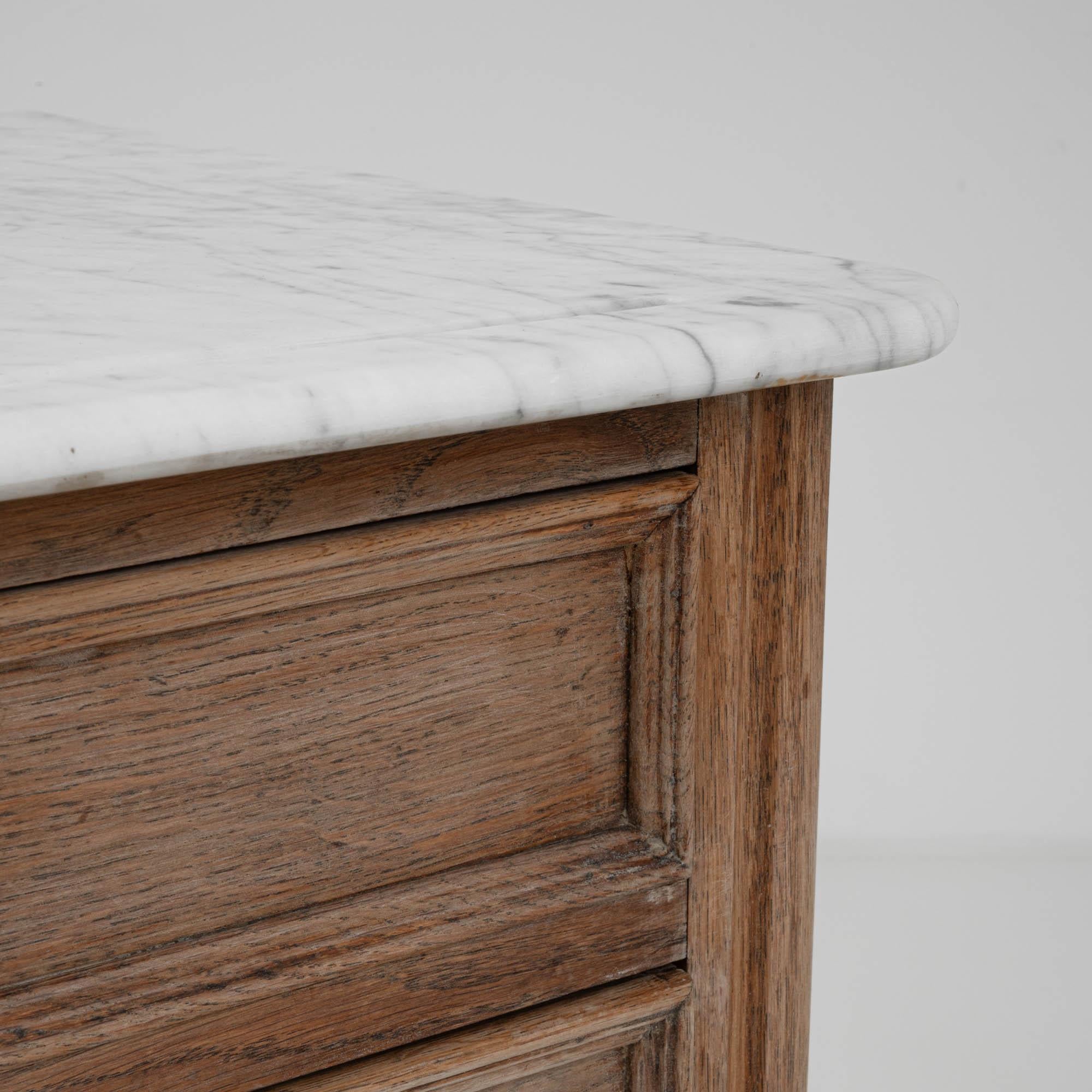 19th Century French Wooden Chest Of Drawers With Marble Top For Sale 6