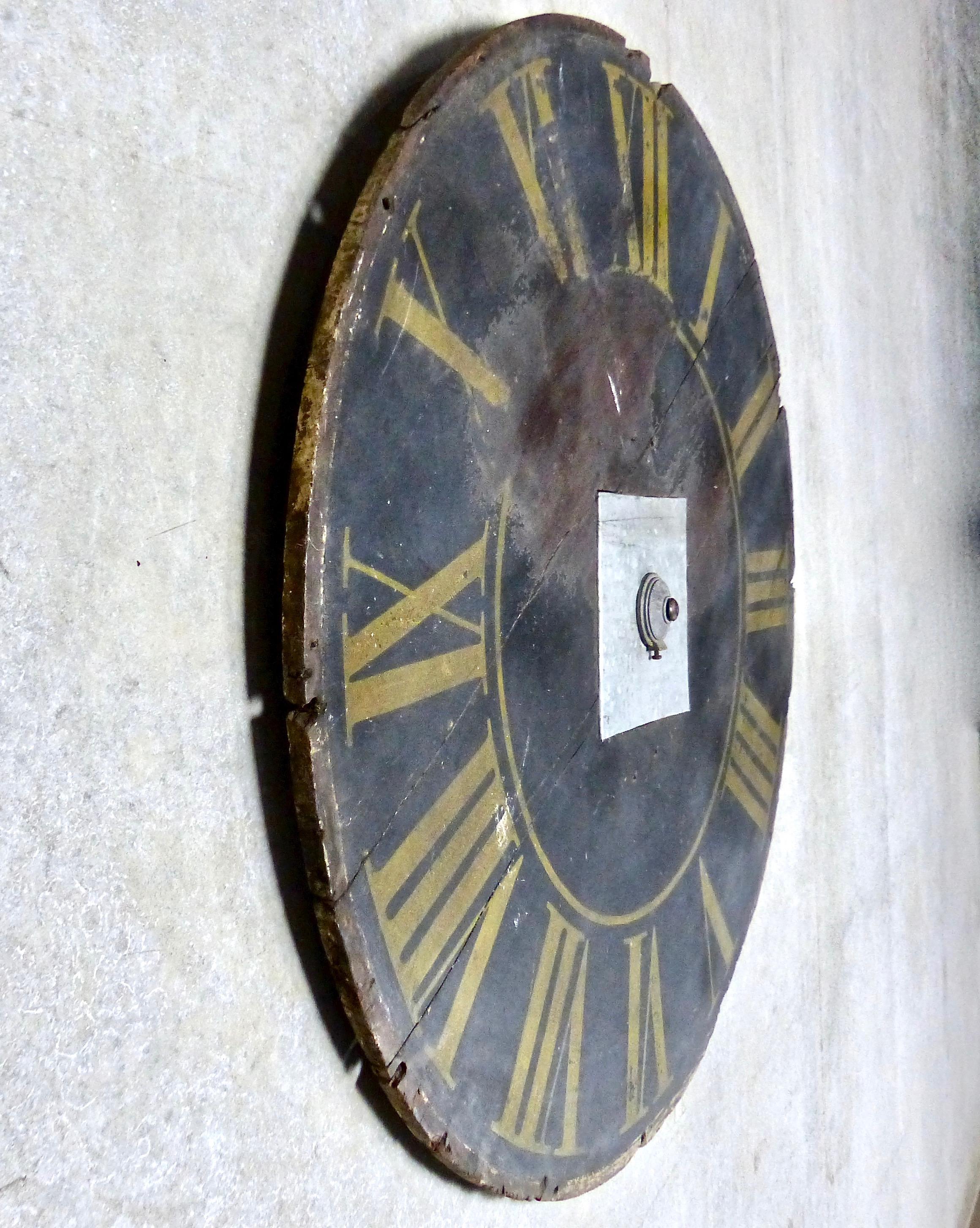 Folk Art 19th Century French Wooden Clock Face For Sale
