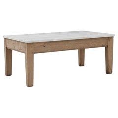 Antique 19th Century French Wooden Coffee Table With Marble Top