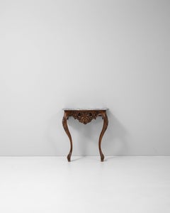 19th Century French Wooden Console Table With Marble Top