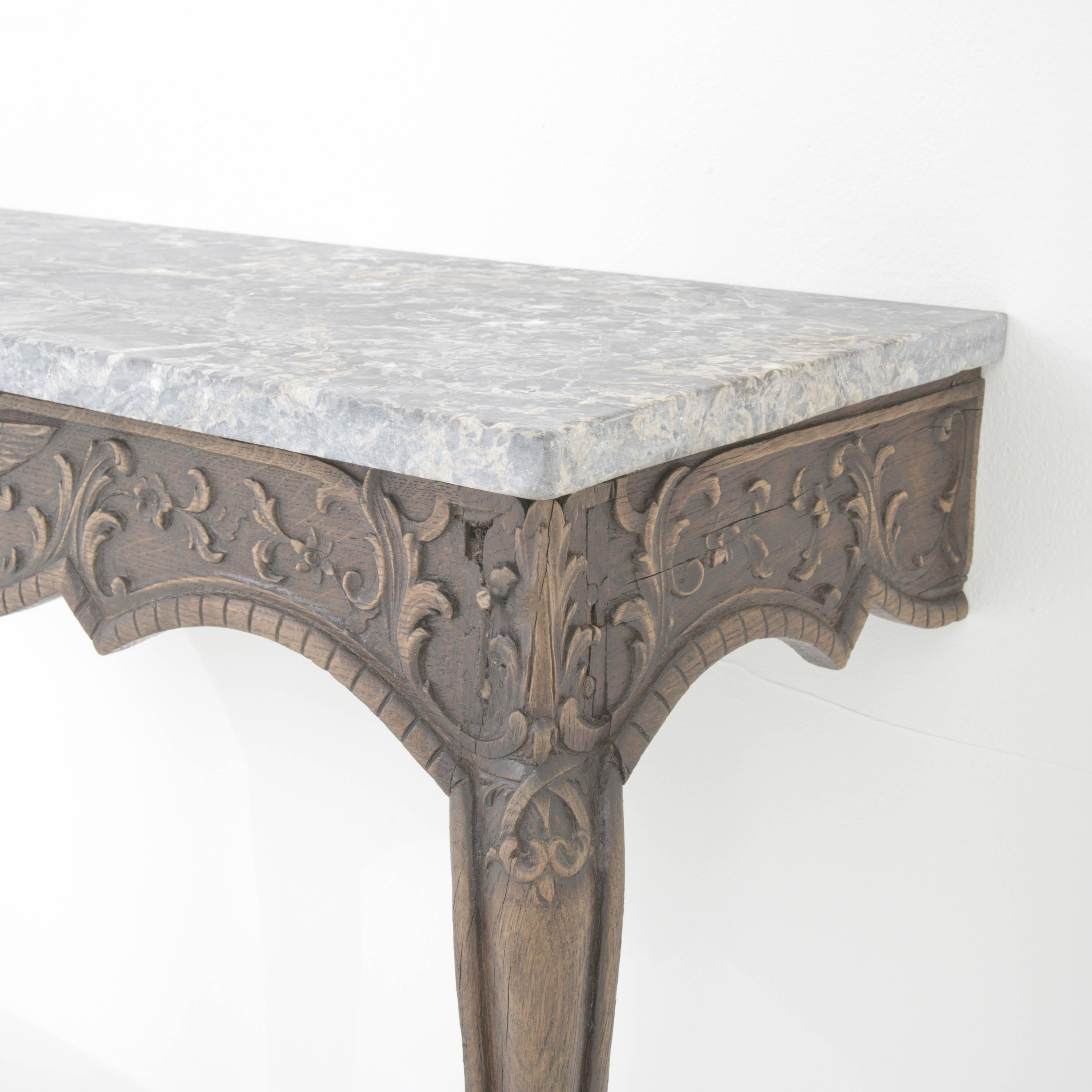 19th Century French Wooden Console Table With Marble Top For Sale 3