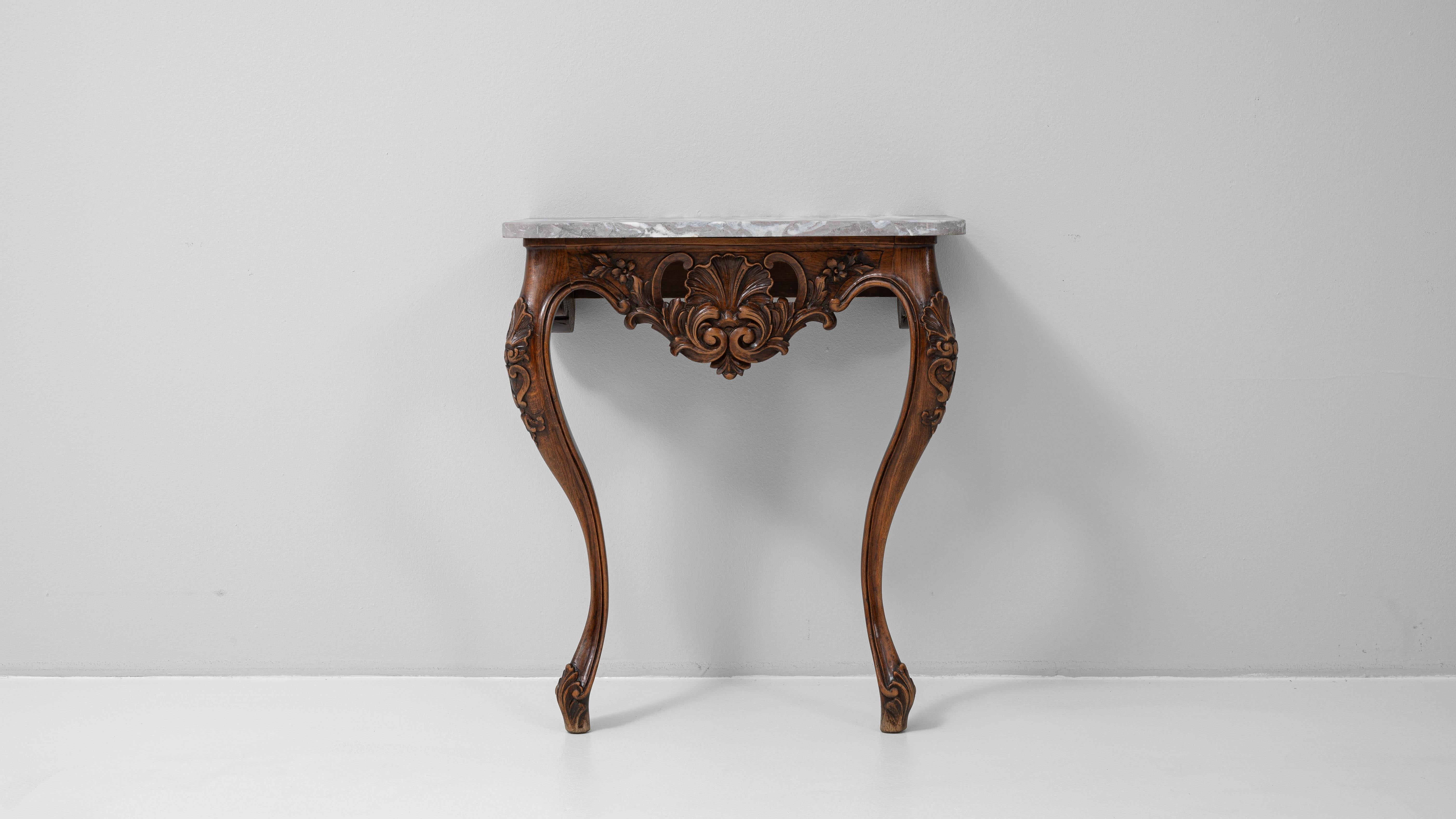 19th Century French Wooden Console Table With Marble Top en vente 2