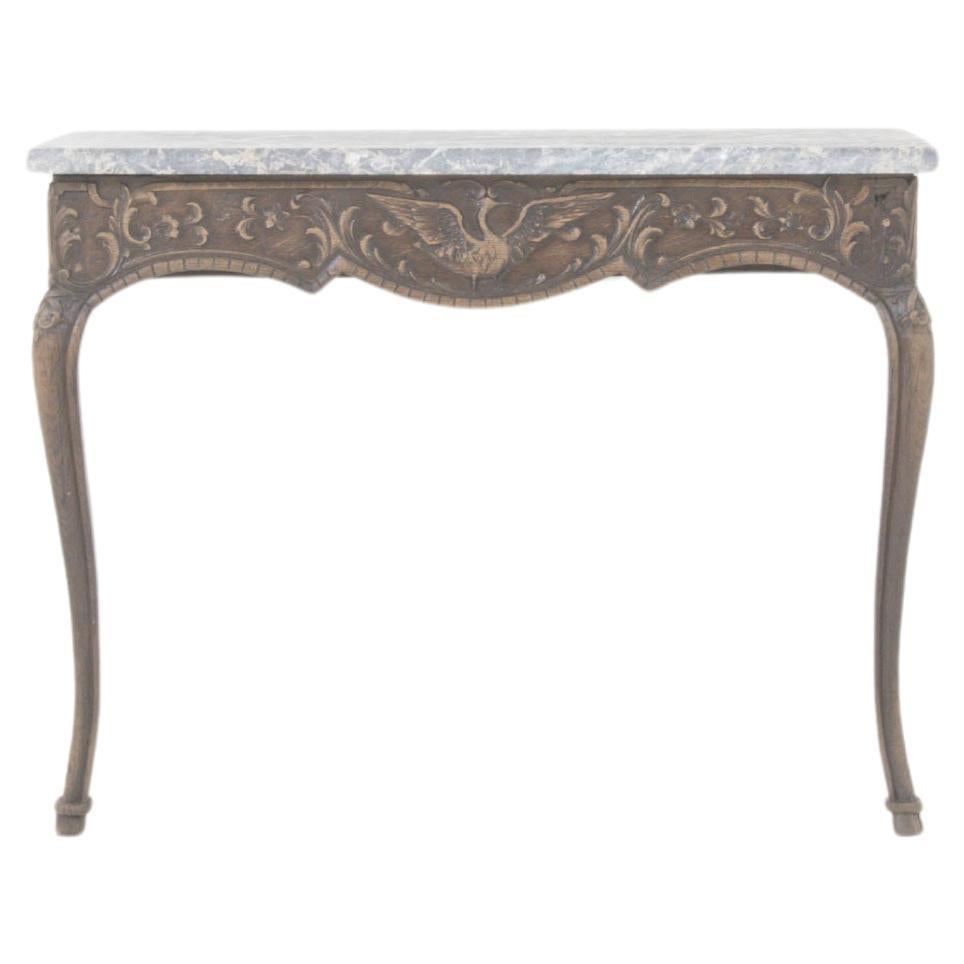 19th Century French Wooden Console Table With Marble Top For Sale