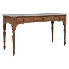 Antique 19th Century French Wooden Console Table With Marble Top