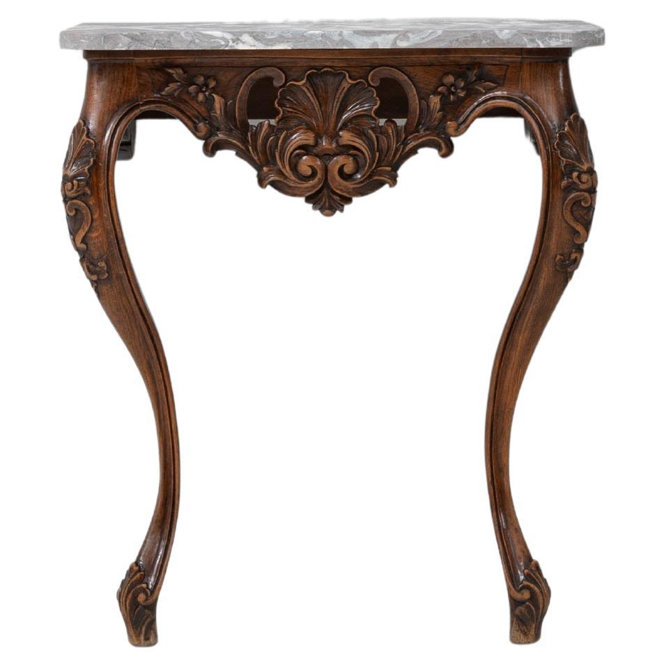 19th Century French Wooden Console Table With Marble Top en vente