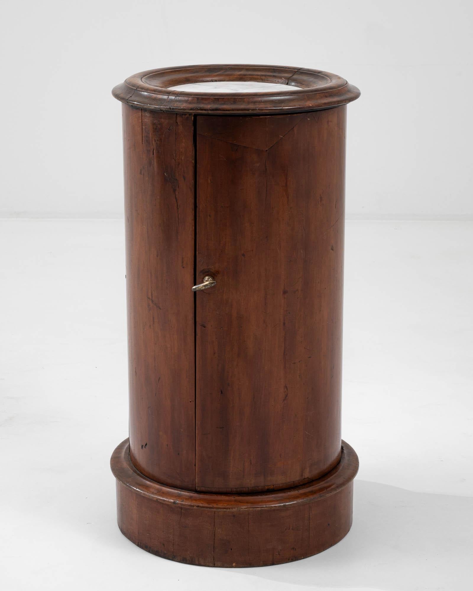 19th Century French Wooden Cylindrical Pedestal Cabinet  3