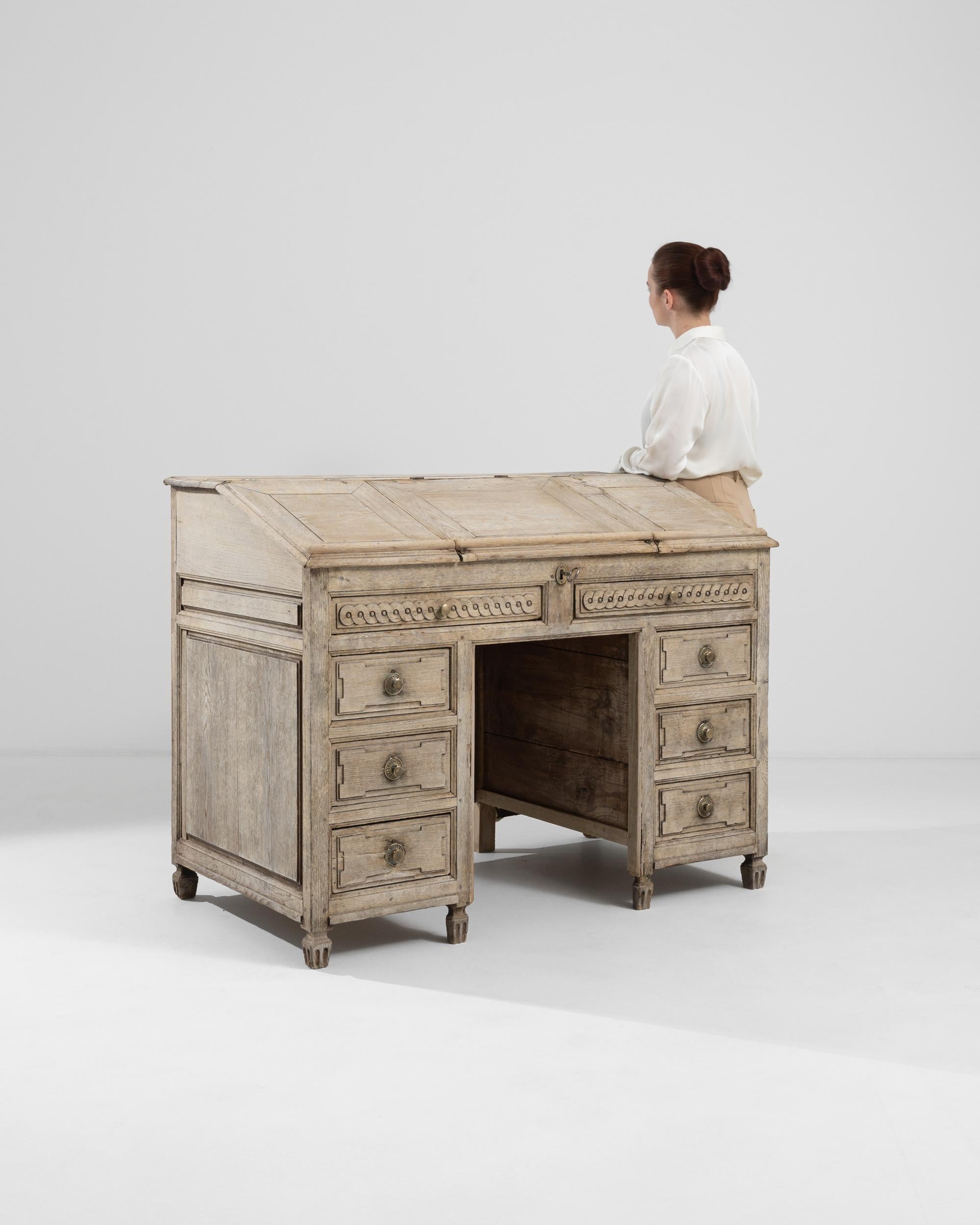 Oak 19th Century French Wooden Desk For Sale