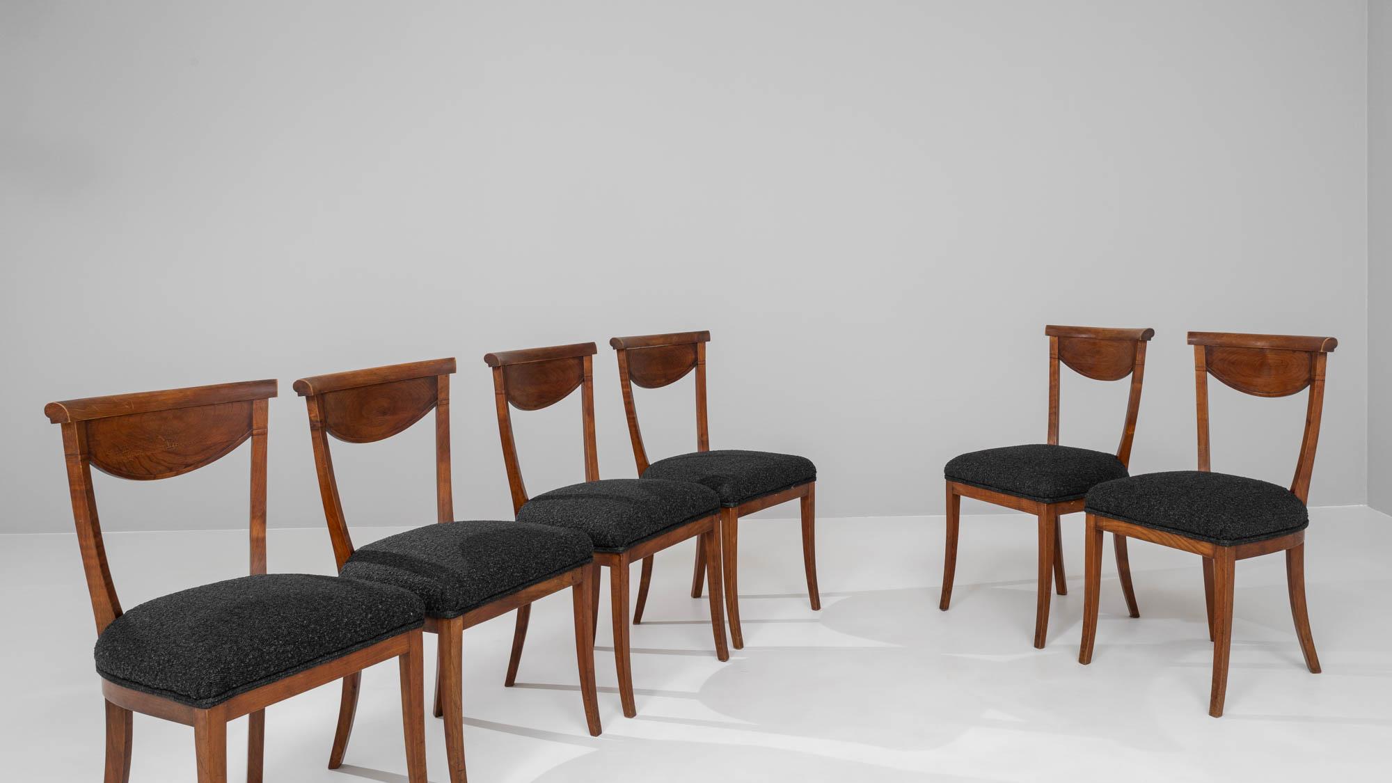 Französische Holz-Esszimmerstühle des 19. Jahrhunderts mit gepolsterten Sitzen, 6er-Set im Angebot 9