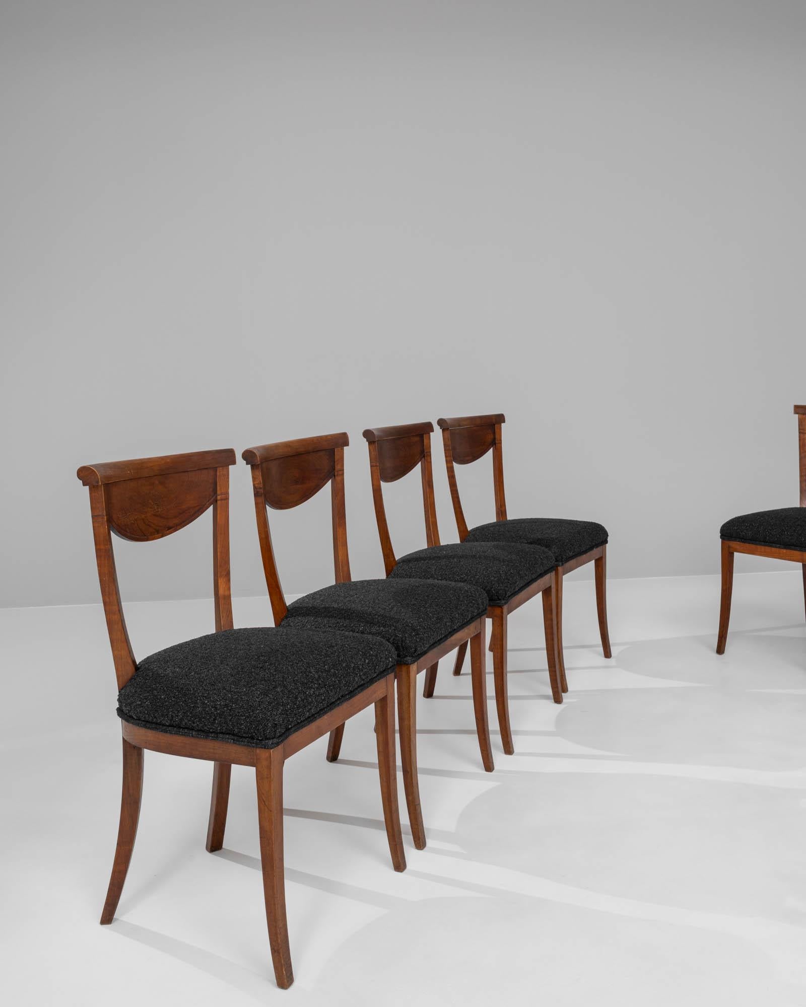 Französische Holz-Esszimmerstühle des 19. Jahrhunderts mit gepolsterten Sitzen, 6er-Set im Angebot 2