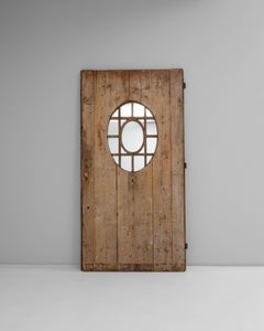 19th Century French Wooden Door With Oval Geometric Glass Insert